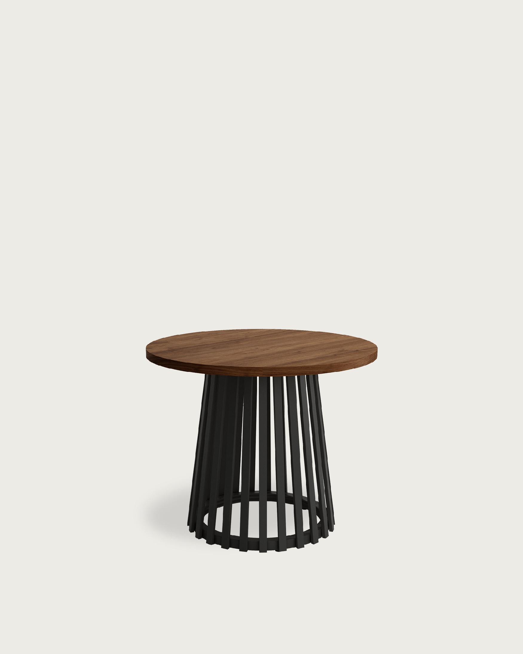 Delta round side table with java melamine top and black metal leg Ø 60 cm