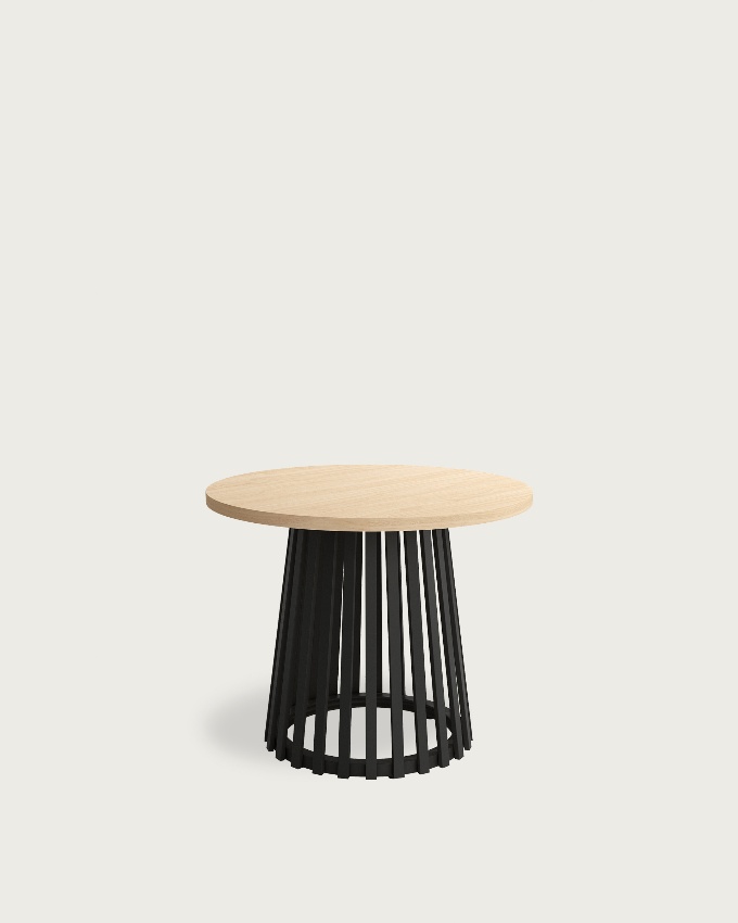 Delta round side table with alpine melamine top and black metal leg Ø 60 cm