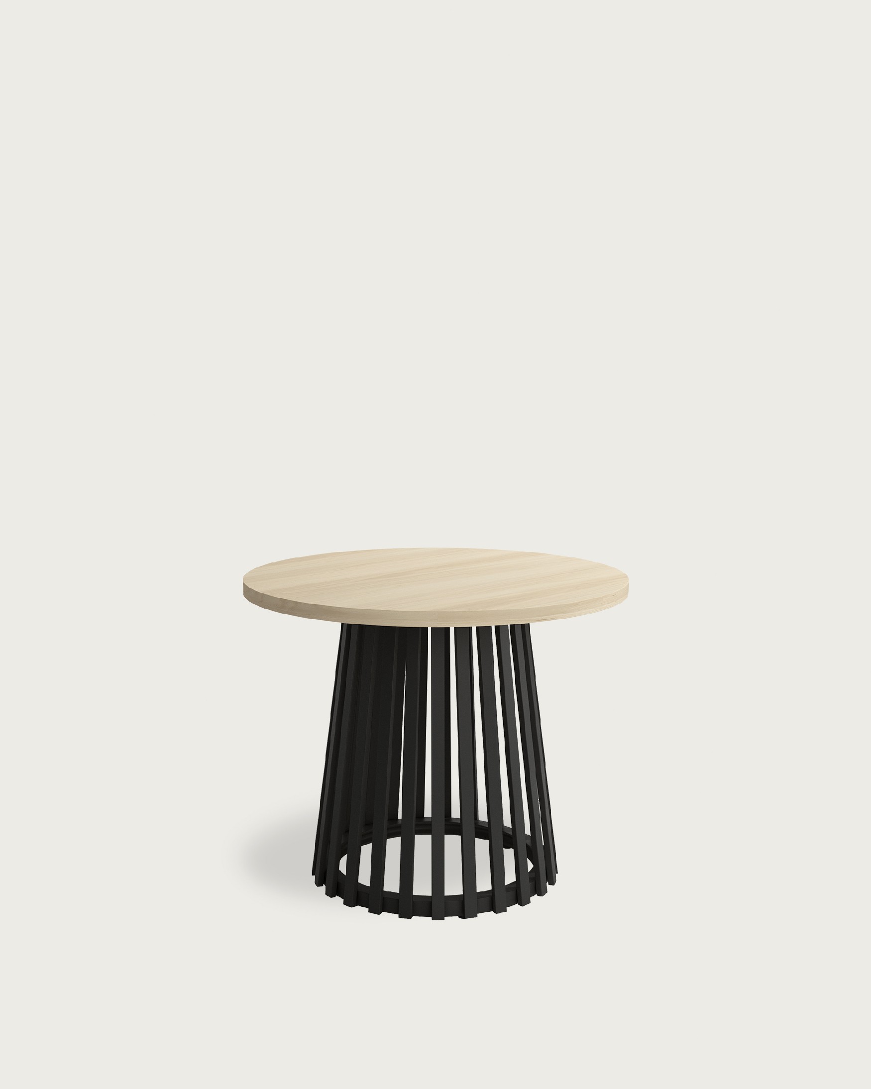Table d'appoint Delta ronde avec plateau en mélamine chêne et pied métallique noir Ø 60 cm