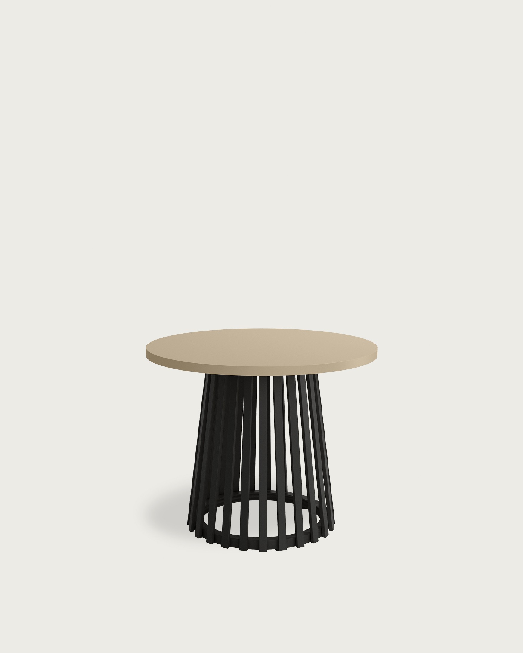 Delta round side table with pearl melamine top and black metal leg Ø 60 cm