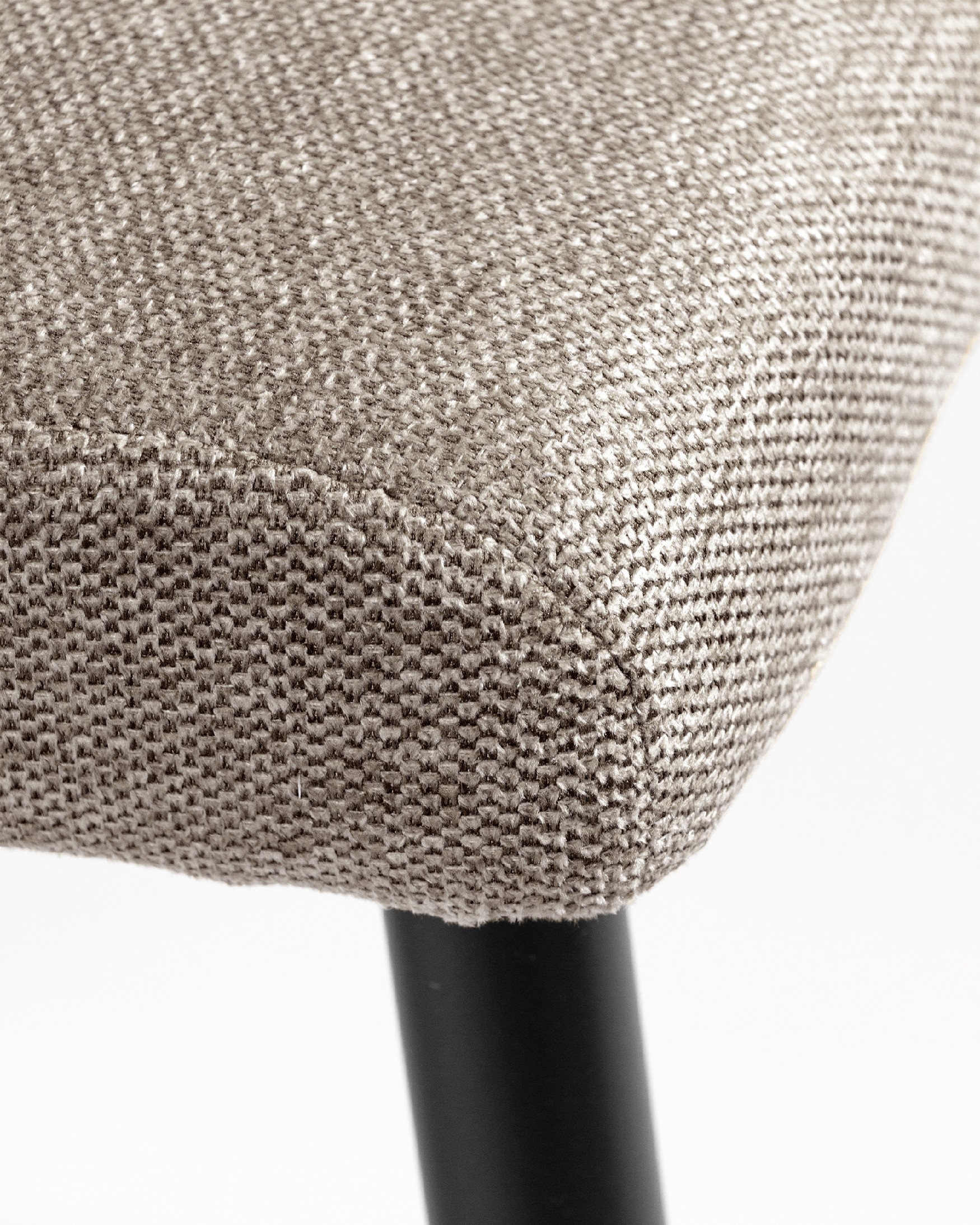Denver chair with brown upholstery and black metal legs