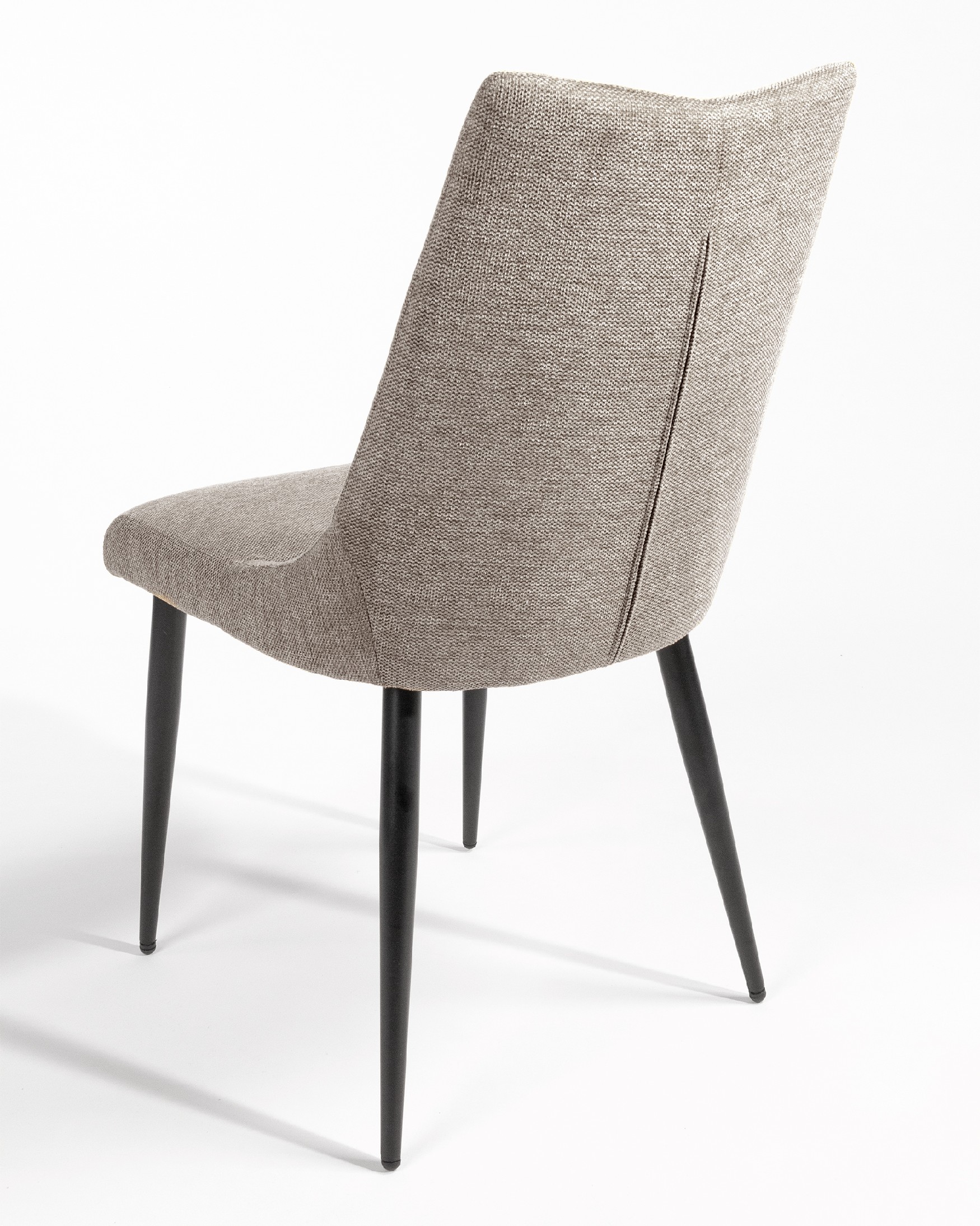 Denver chair with brown upholstery and black metal legs