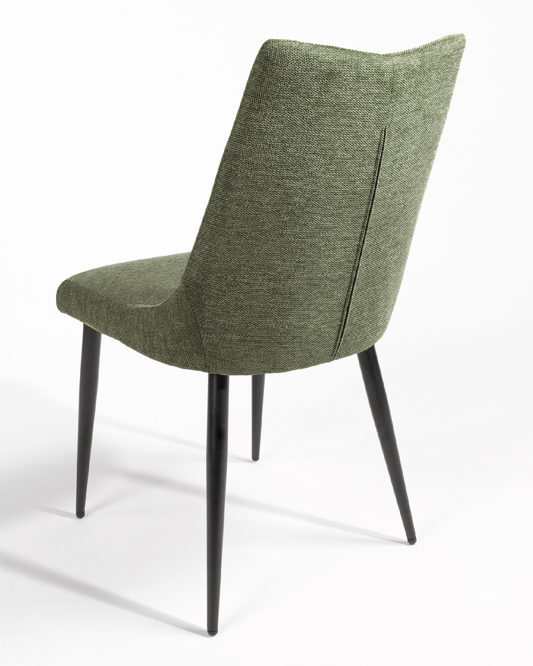 Chaise Denver avec rembourrage vert et pieds métalliques noirs