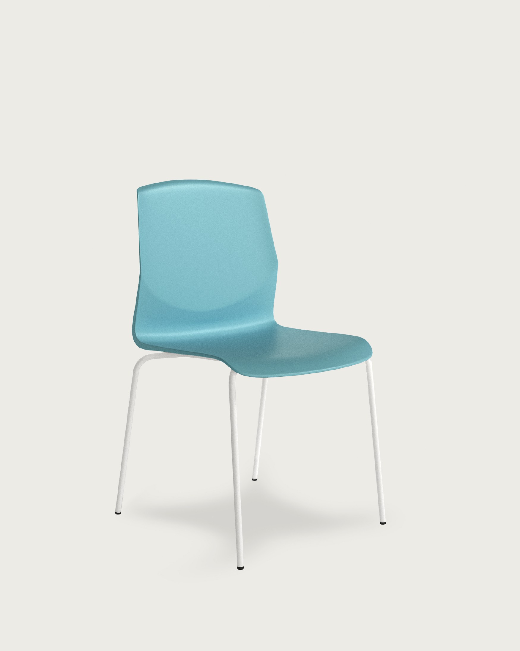 Silla Derby de polipropileno azul y patas metálicas blancas