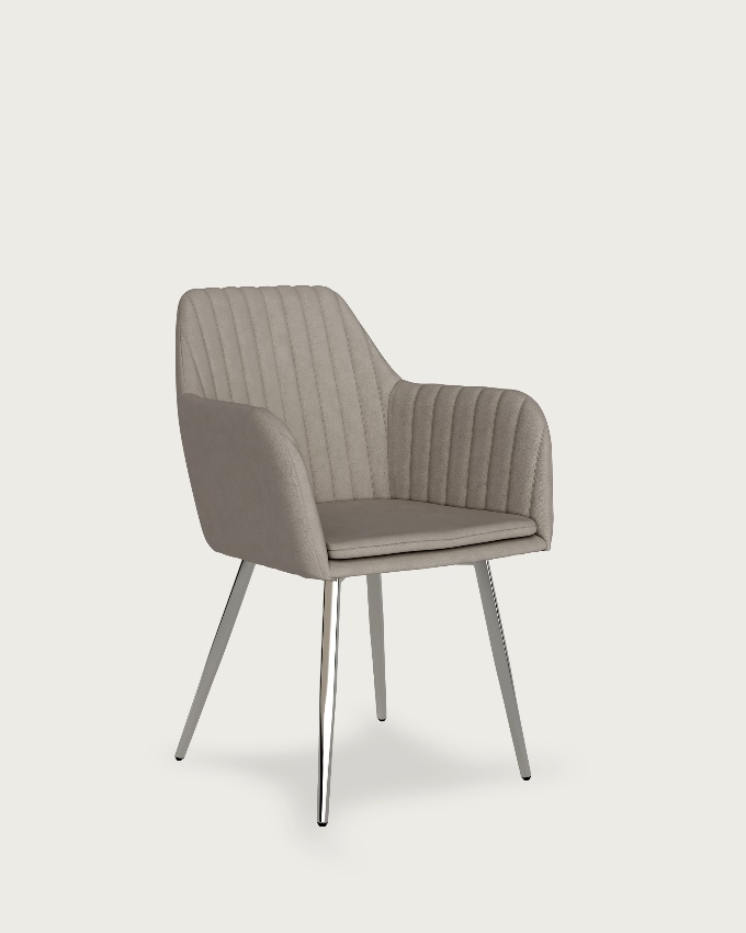 Detroit chair with pearl upholstery and chrome legs