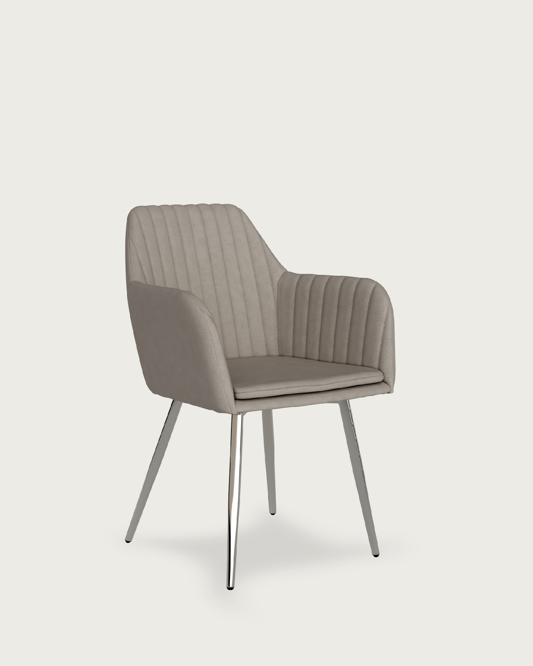 Detroit chair with pearl upholstery and chrome legs