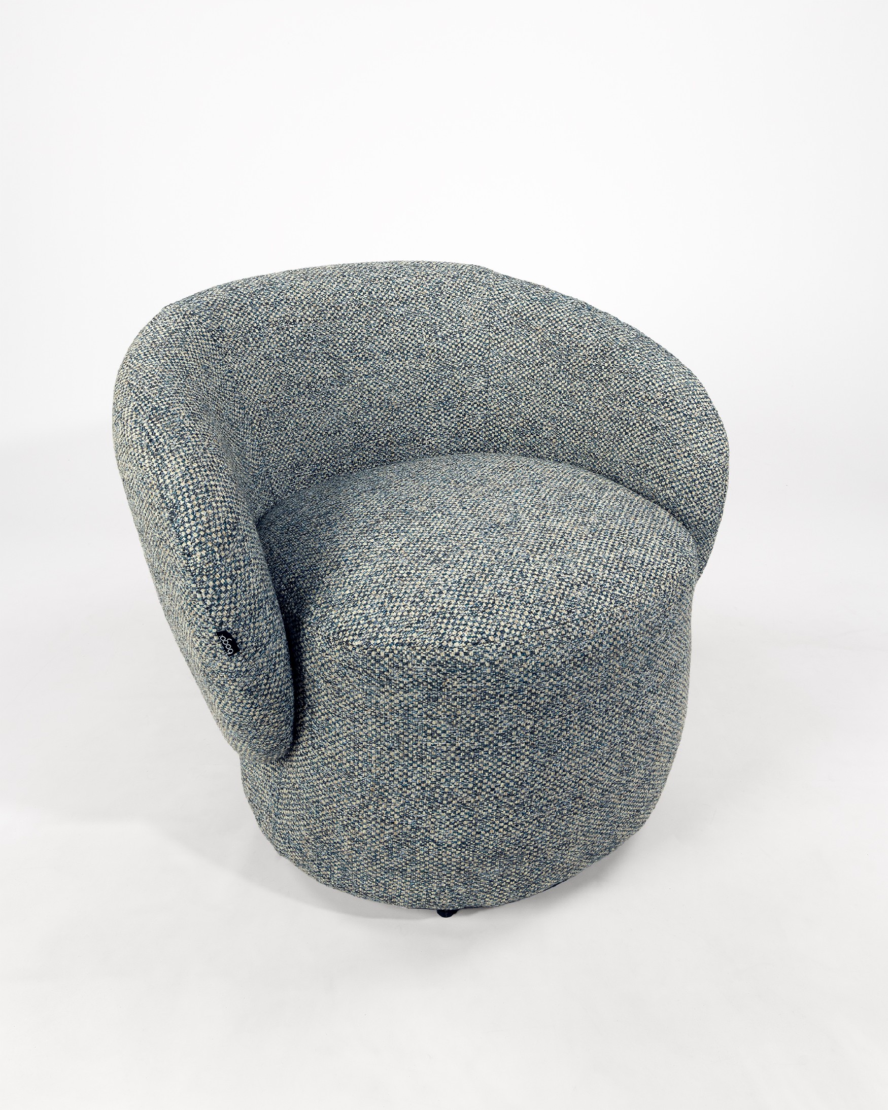 Fauteuil pivotant 360º Doria avec tapisserie bleue