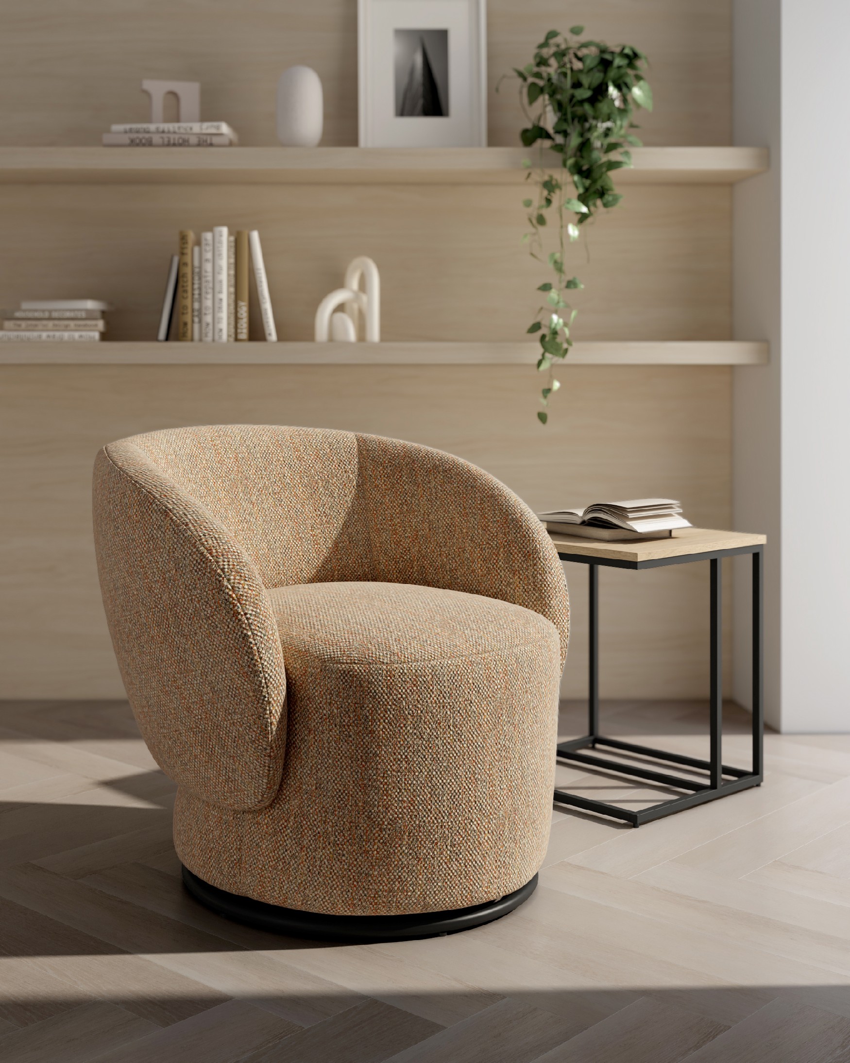 Swivel armchair 360º Doria with ethnic upholstery