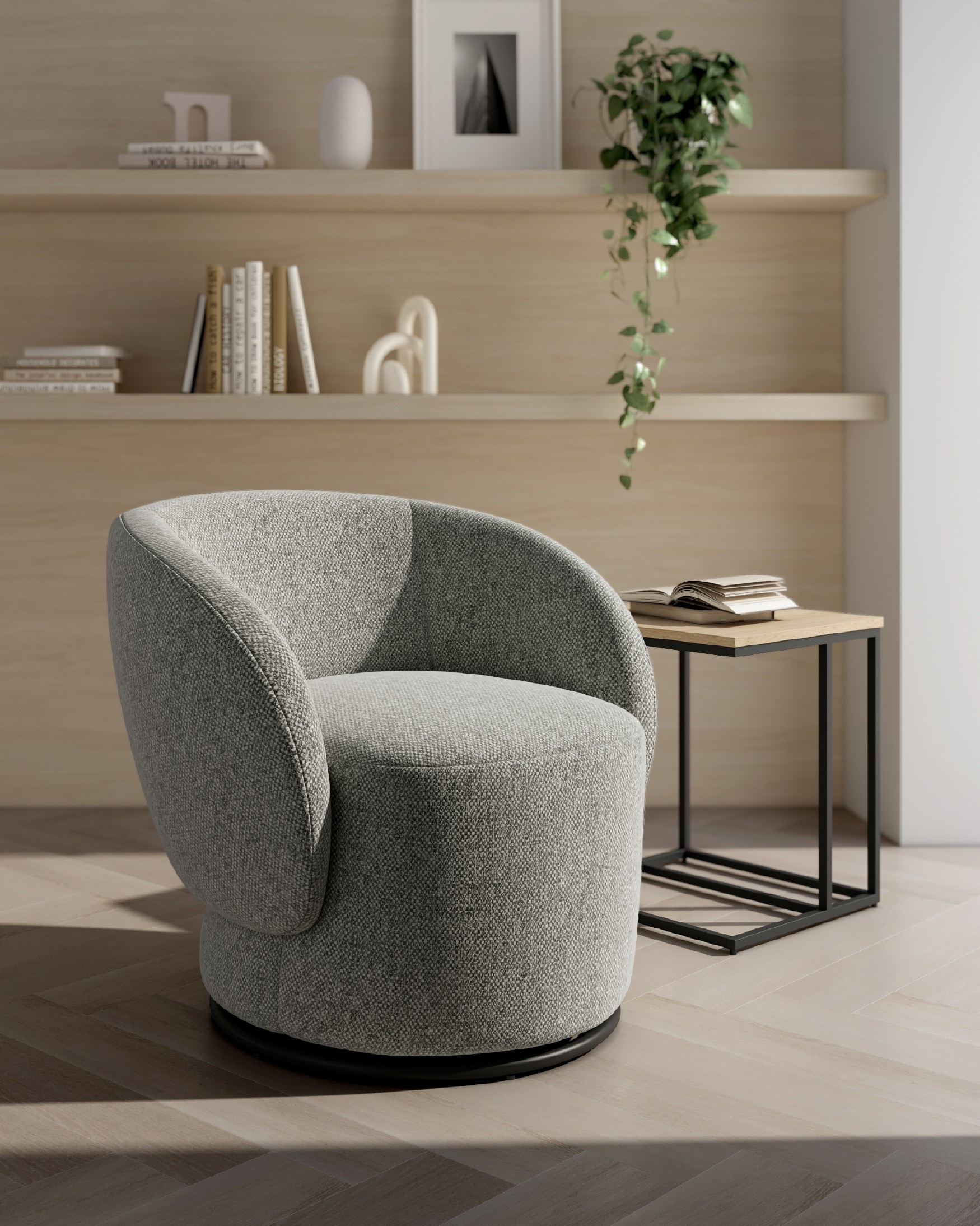Swivel armchair 360º Doria with gray upholstery