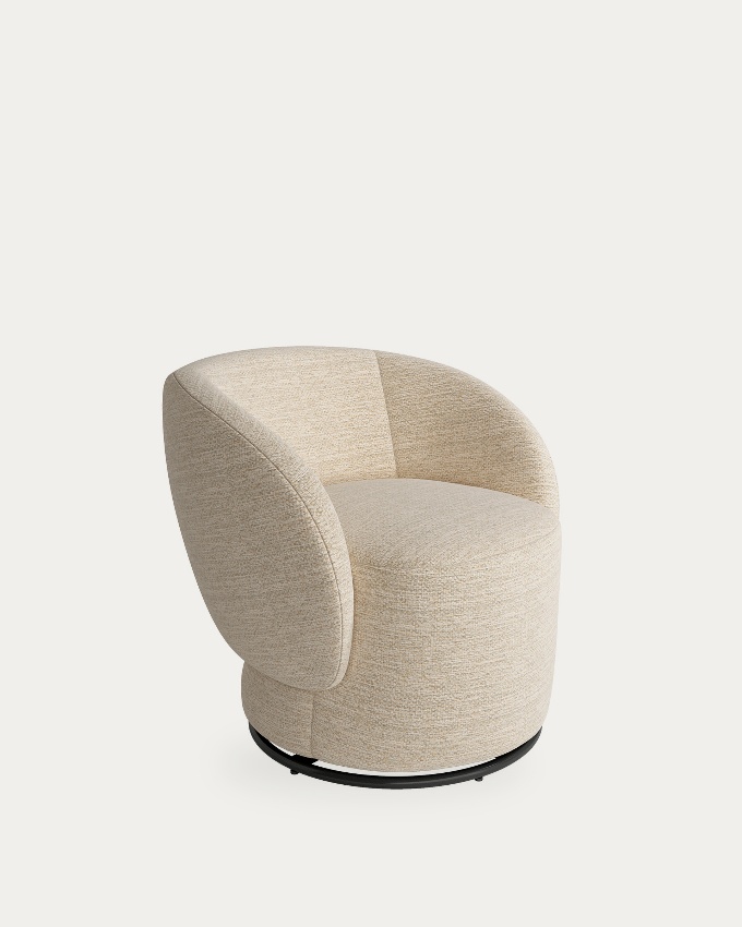 Swivel armchair 360º Doria with ivory upholstery