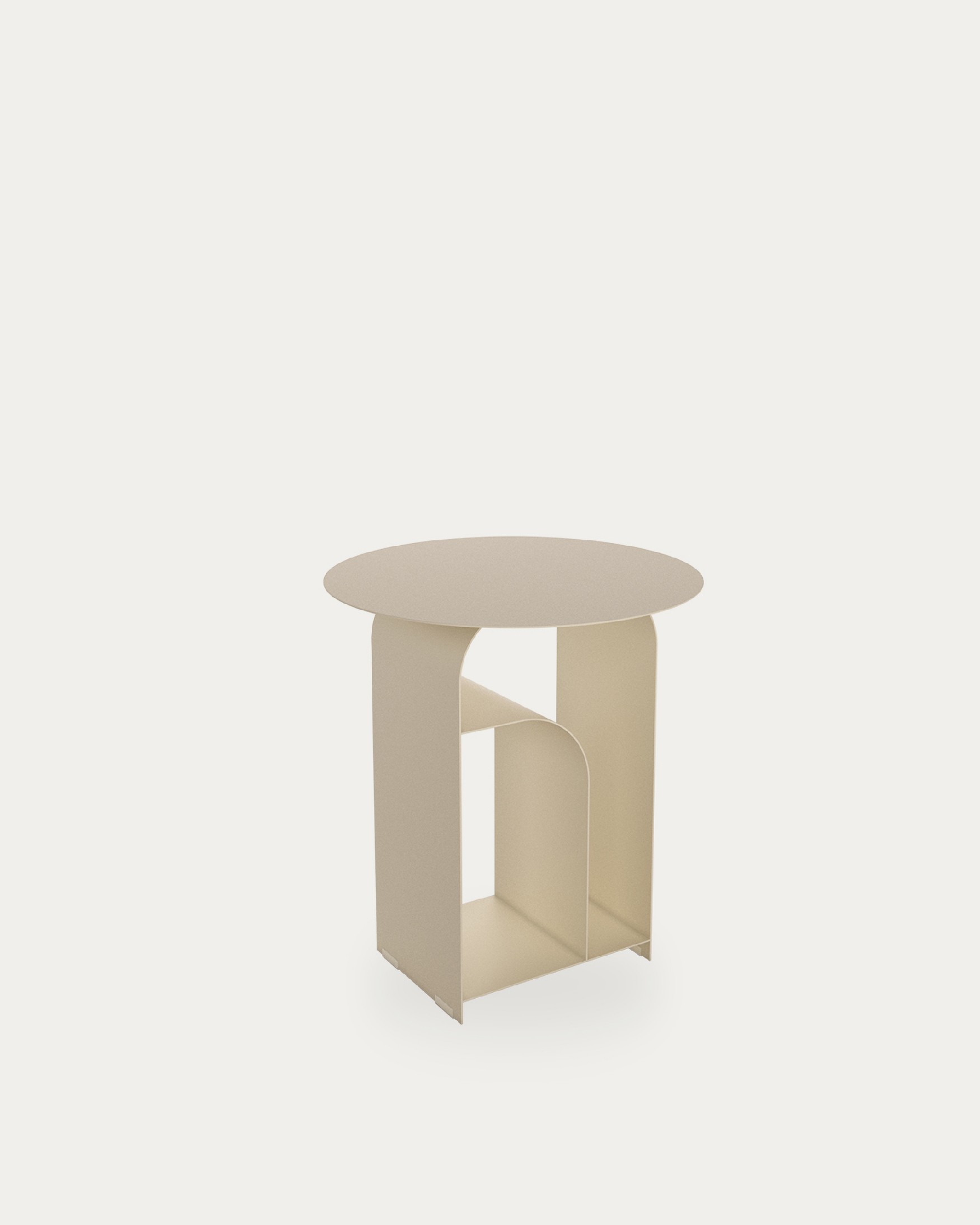 Table d'appoint ronde Dorian en métal laqué beige Ø 38 cm