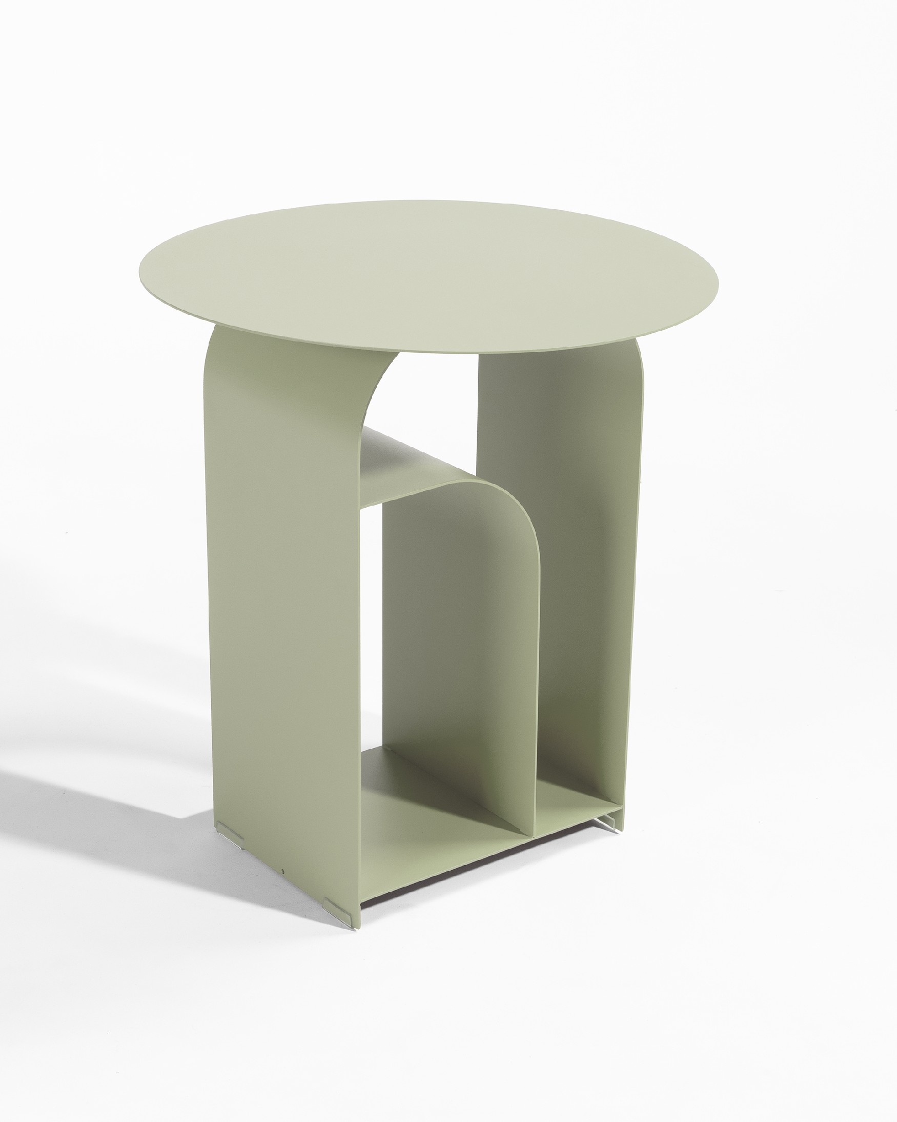 Table d'appoint ronde Dorian en métal laqué kaki Ø 38 cm