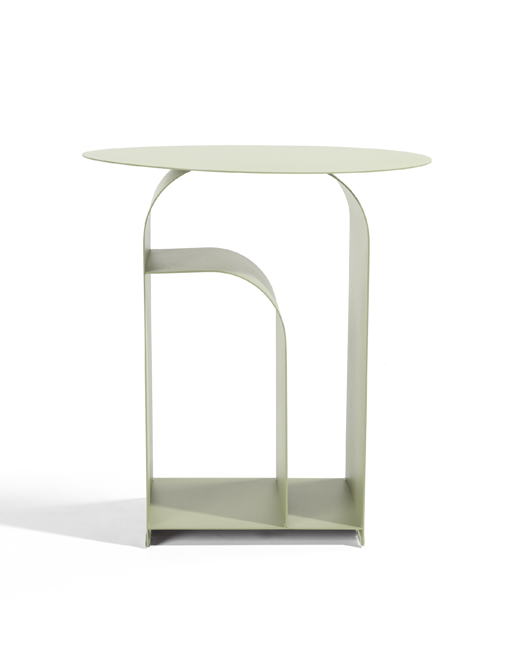 Table d'appoint ronde Dorian en métal laqué kaki Ø 38 cm