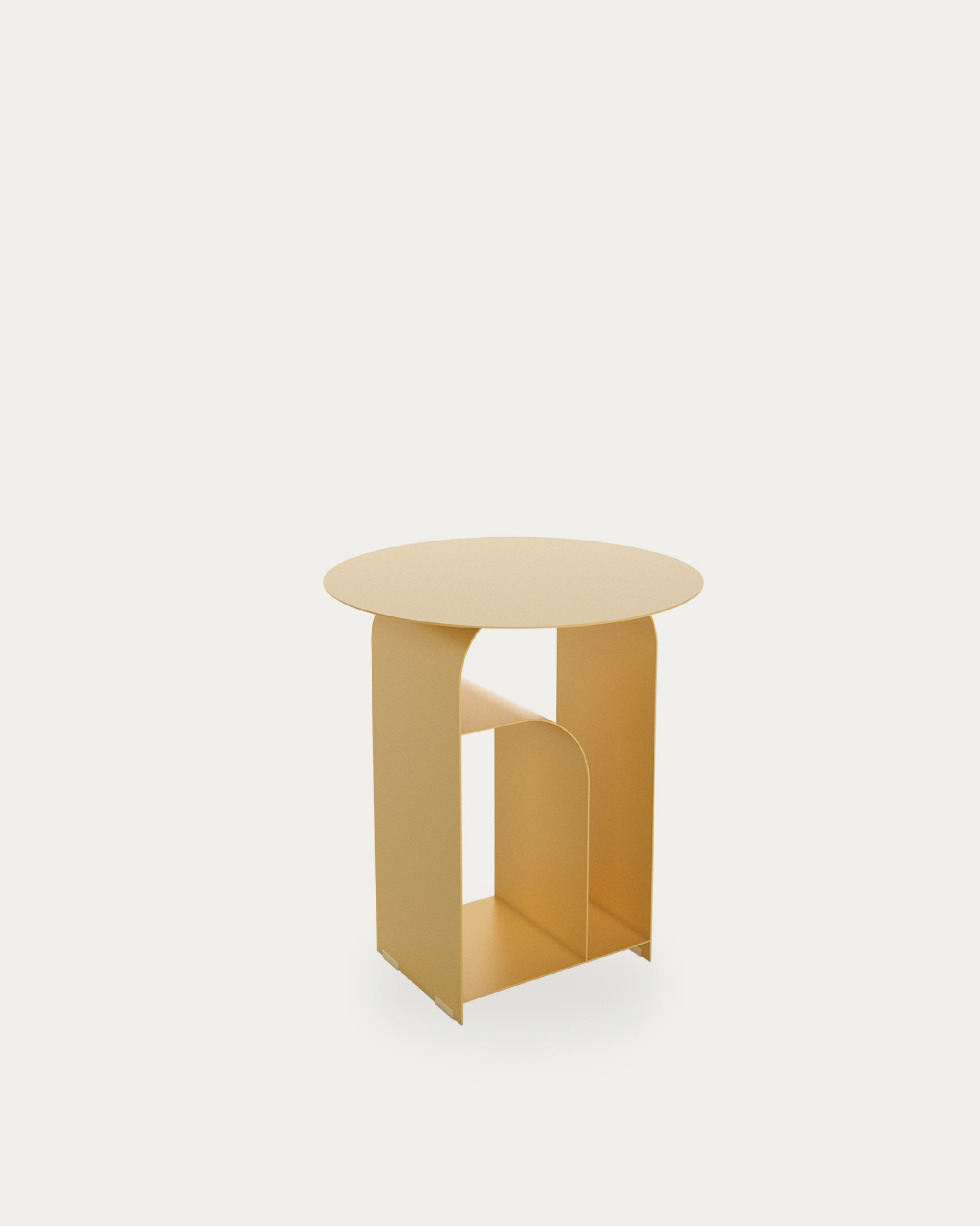 Table d'appoint ronde Dorian en métal laqué moutarde Ø 38 cm