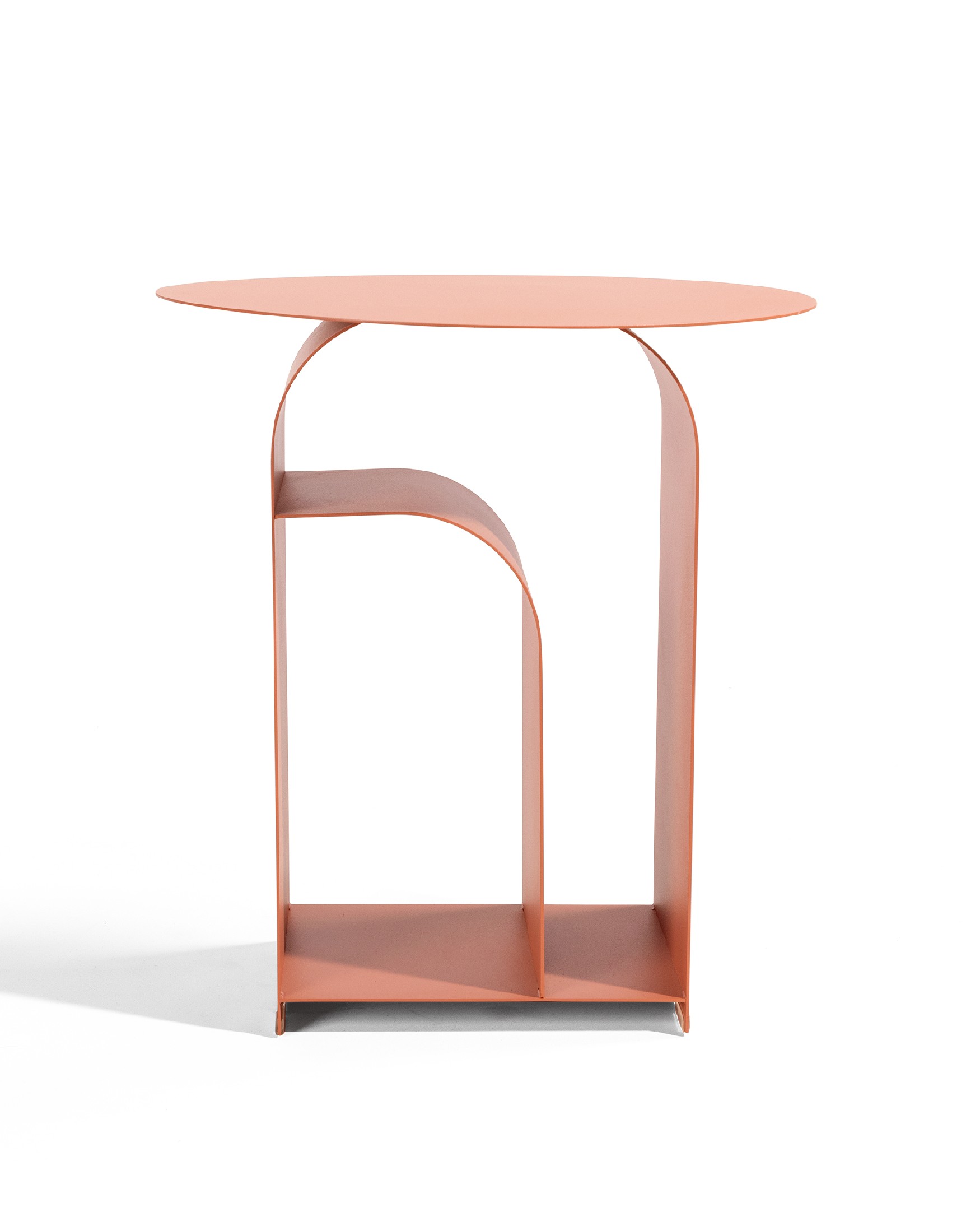 Dorian round side table in lacquered terracotta metal Ø 38 cm