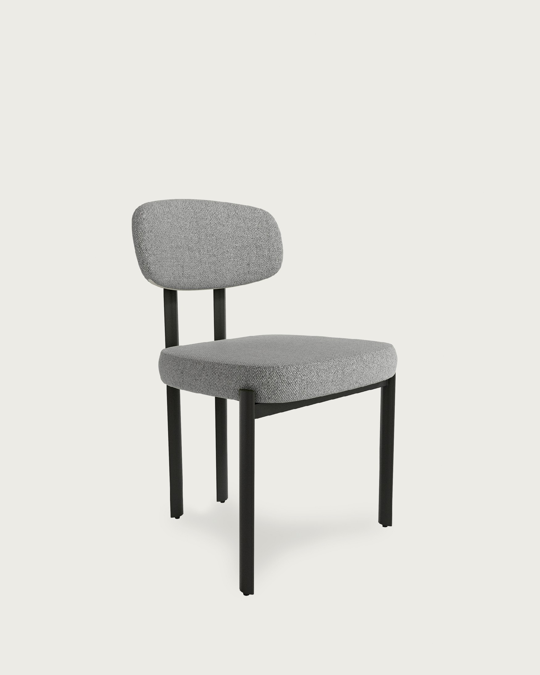 Chaise Durban avec rembourrage gris et pieds métalliques noirs