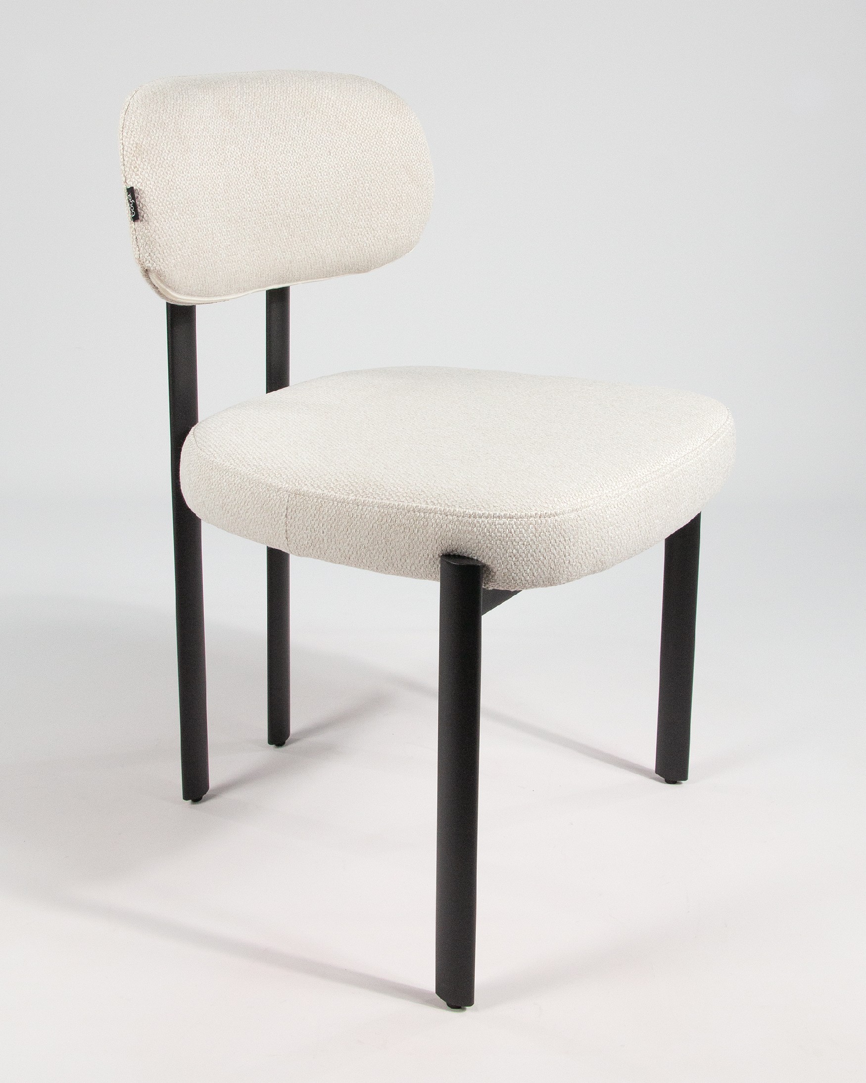 Durban chair with mother-of-pearl upholstery and black metal legs