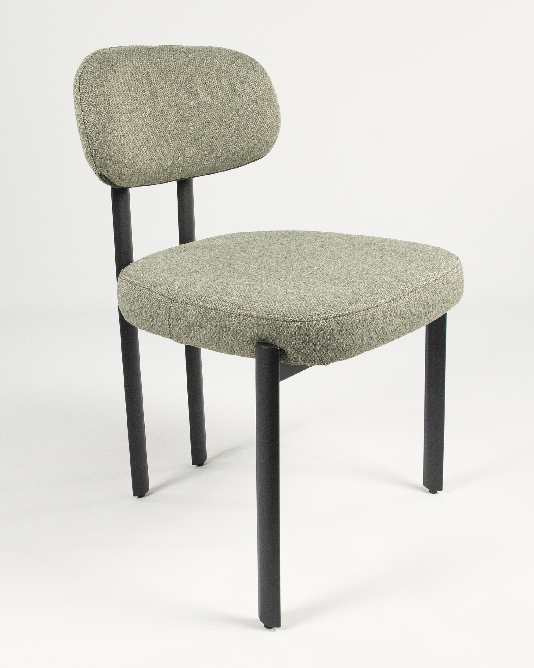 Chaise Durban avec un revêtement vert et des pieds métalliques noirs