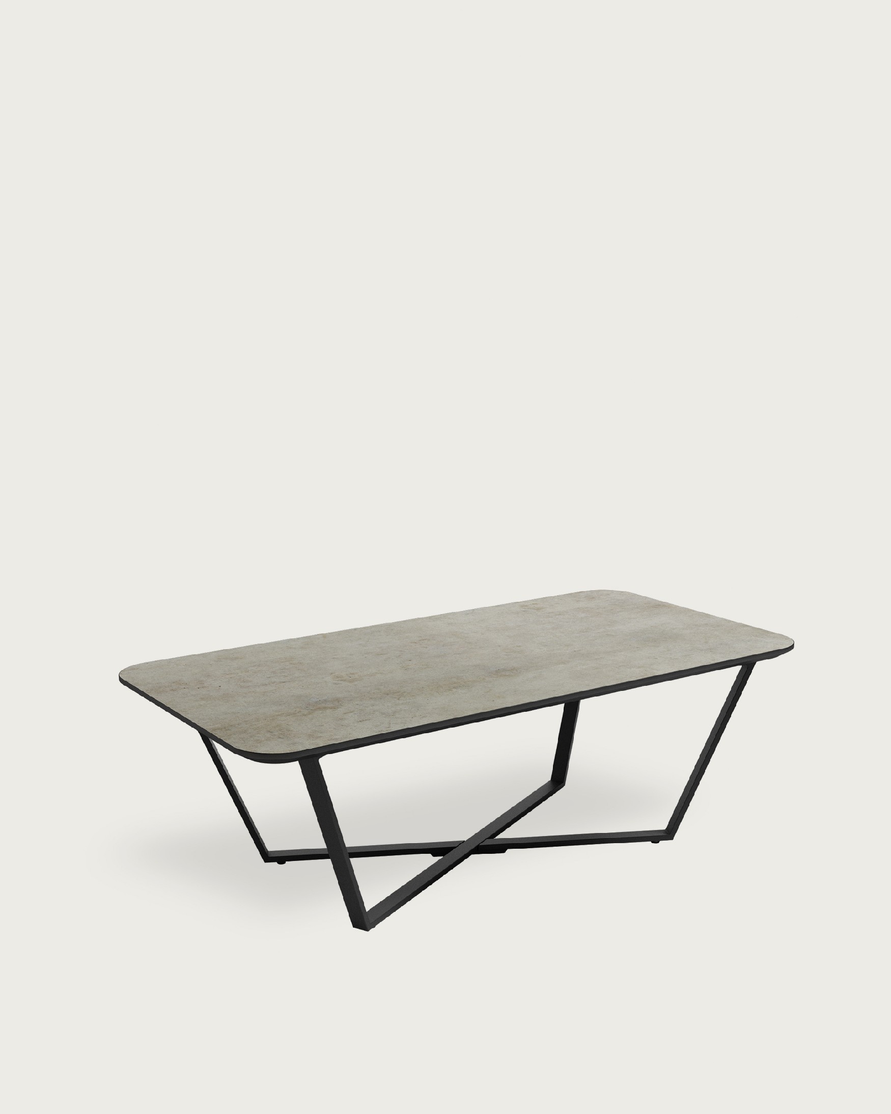 Egeo rectangular side table with MDF porland finish and black metal structure 120 x 60 cm
