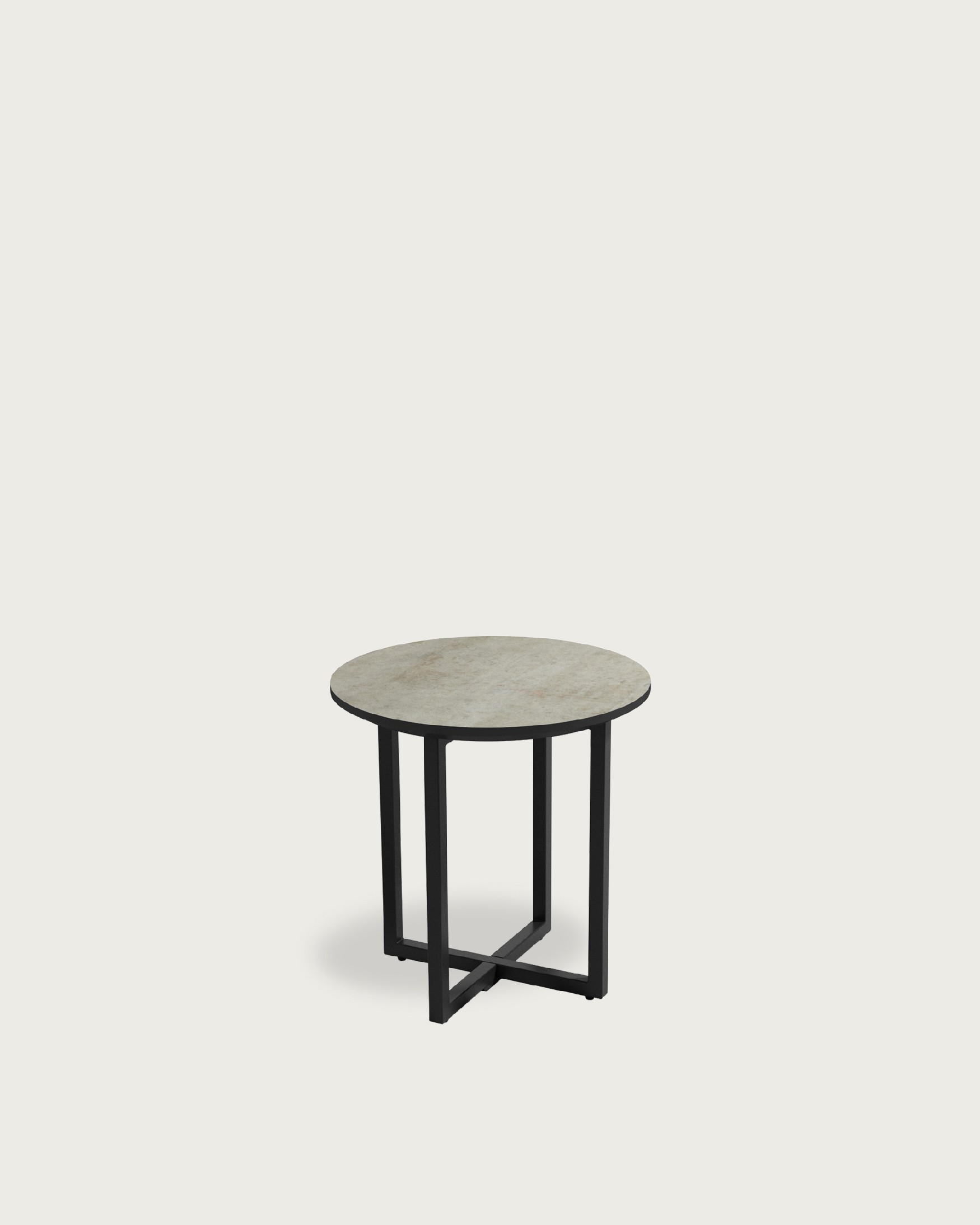 Table d'appoint Egeo ronde avec finition MDF porland et structure métallique noire Ø 40 cm