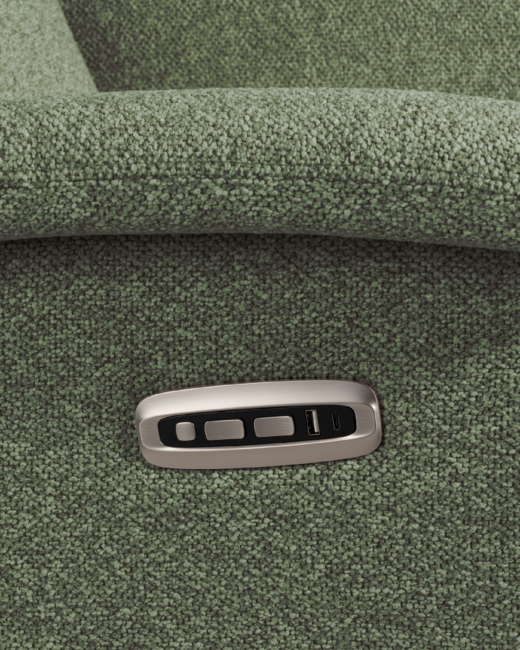 Elia electric reclining swivel armchair with green upholstery and black metal base (2 motors)
