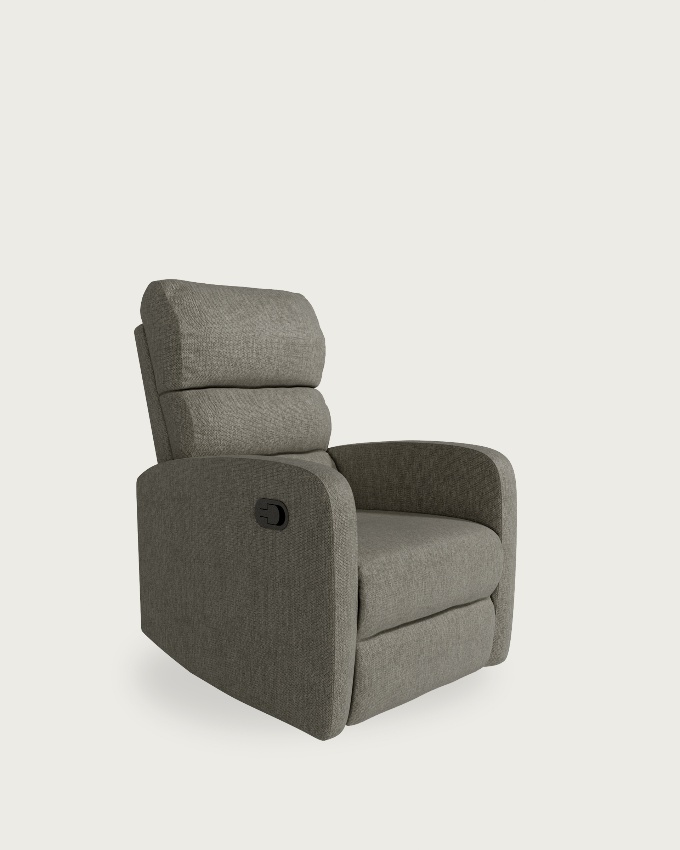 Manual recliner chair Elsa with gray upholstery and black metal legs