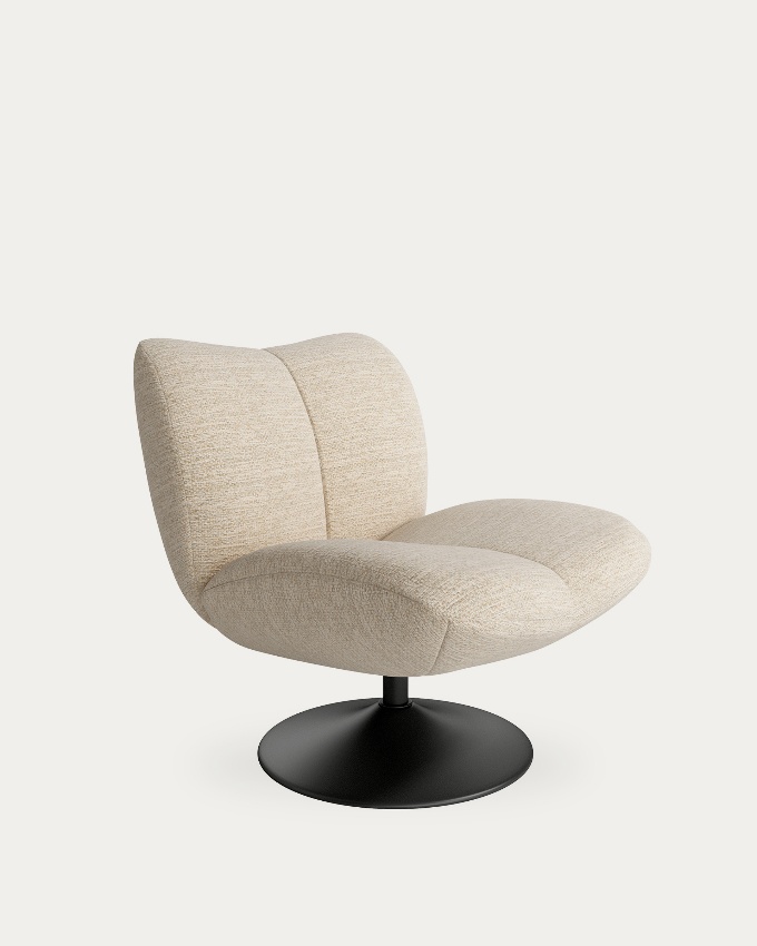 360º Swivel Armchair Eme with ivory upholstery