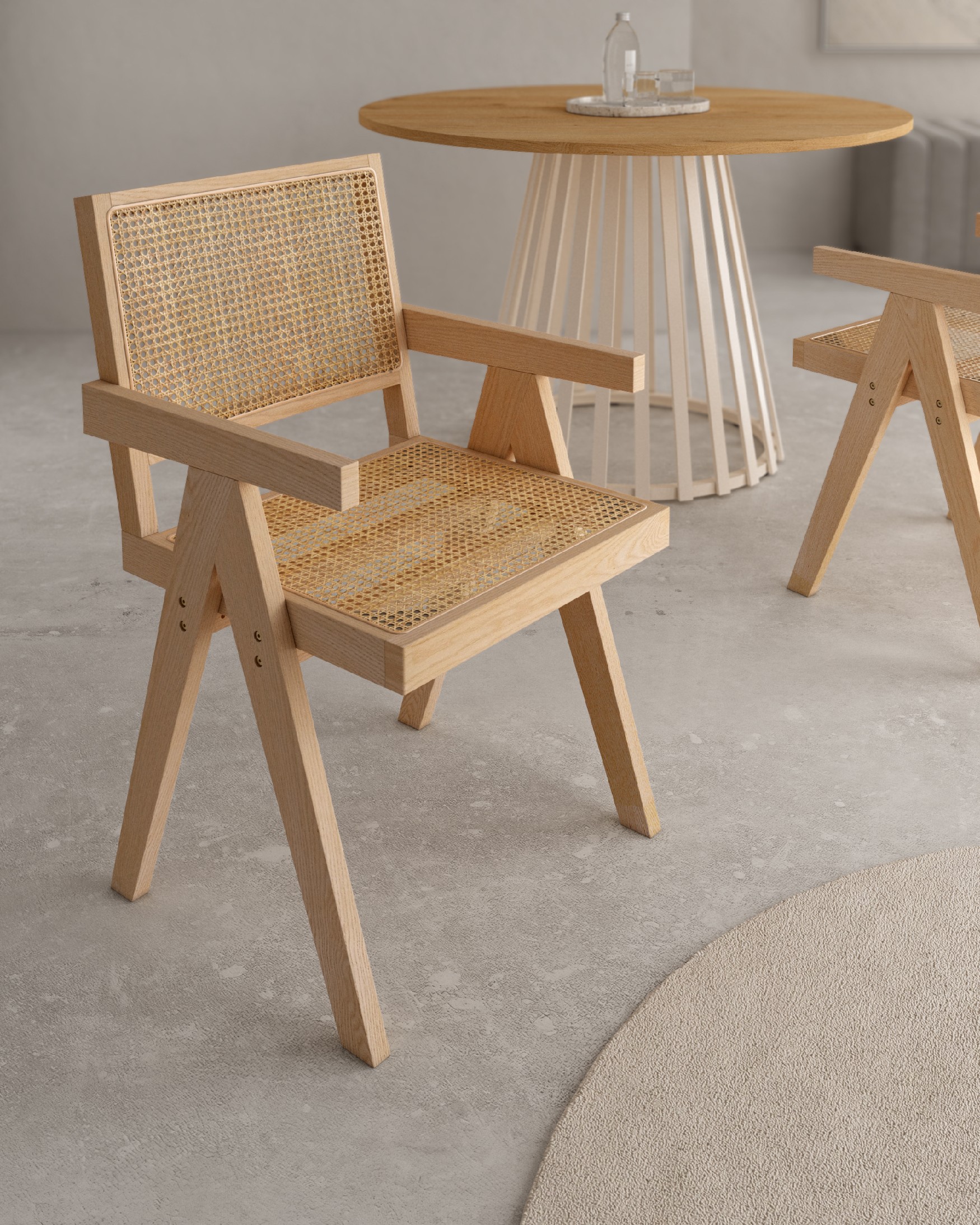 Enea chair made of rattan and natural ash