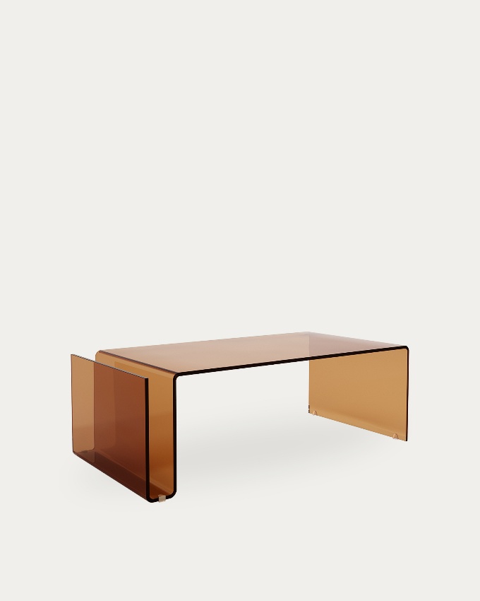 Eos side table with tempered glass in brown color (12 mm)