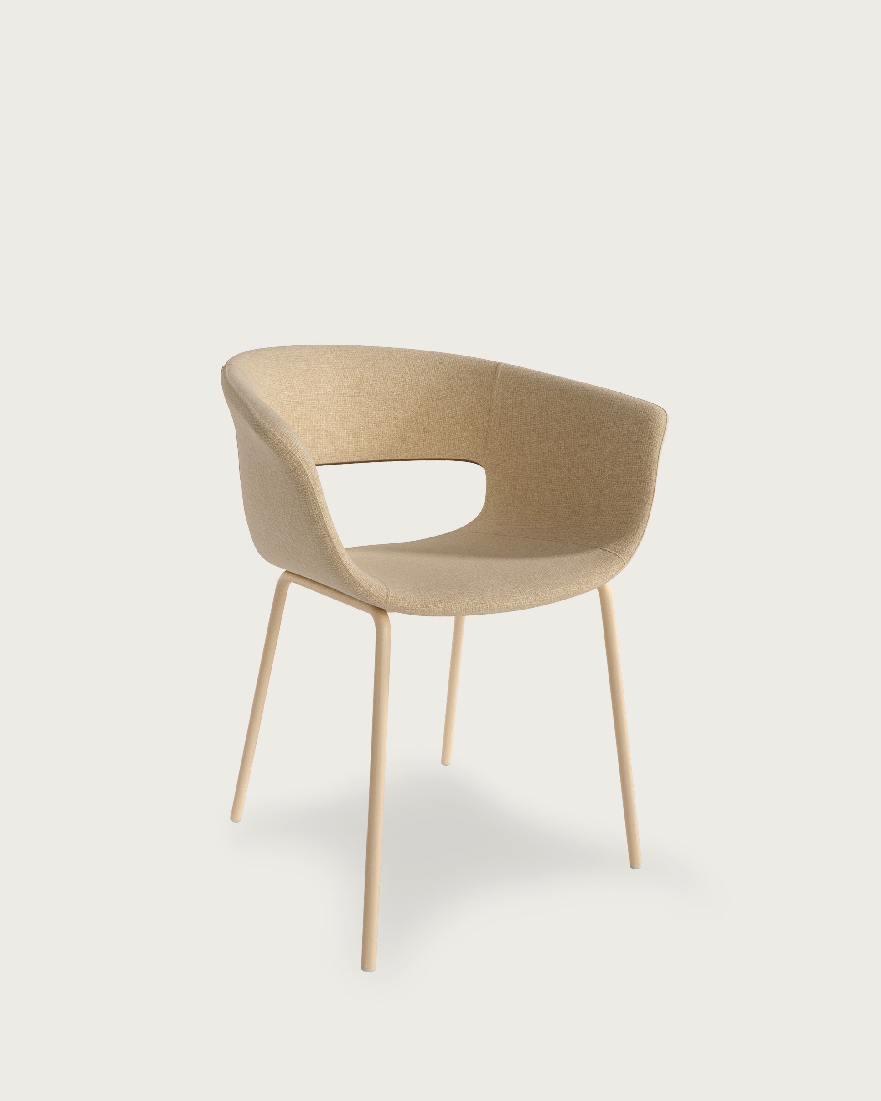 Stockholm chair with cream upholstery and matching metal legs