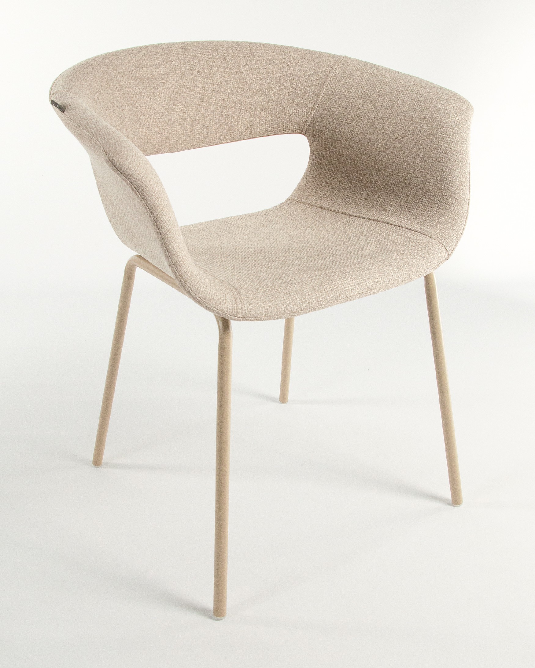 Stockholm chair with cream upholstery and matching metal legs