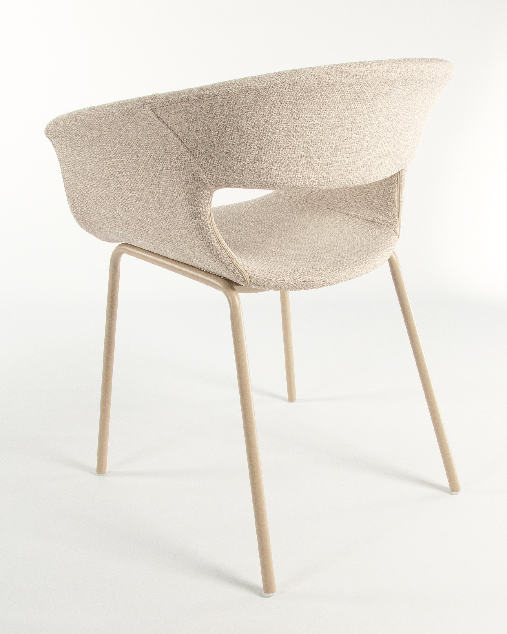 Stockholm chair with cream upholstery and matching metal legs