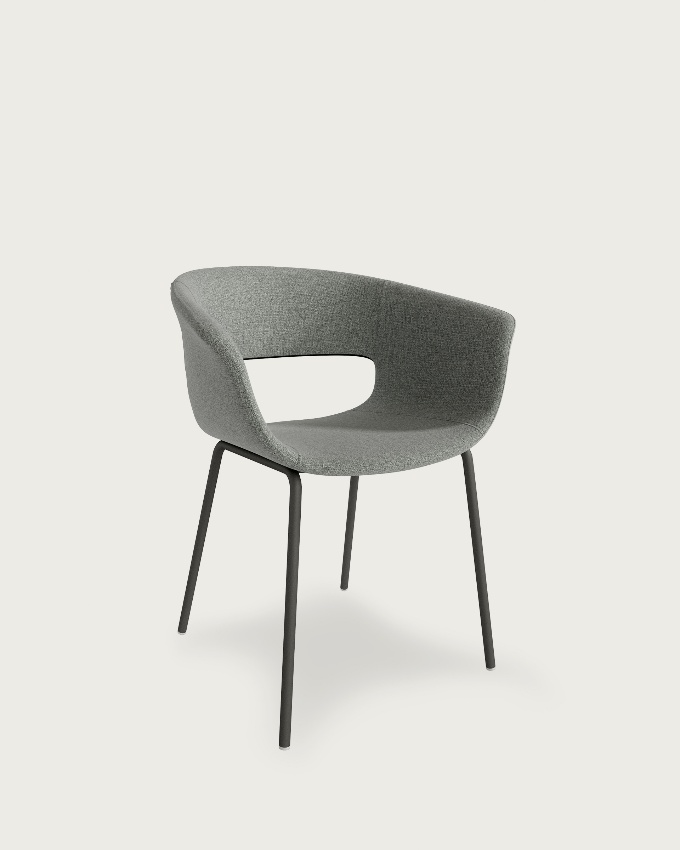Stockholm chair with gray upholstery and matching metal legs