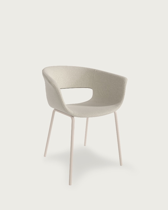 Stockholm chair with pearl upholstery and matching metal legs