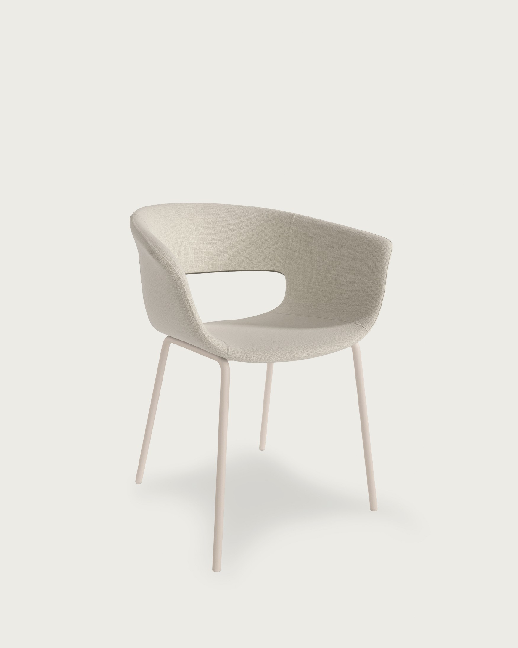 Silla Estocolmo con tapizado perla y patas metálicas a juego