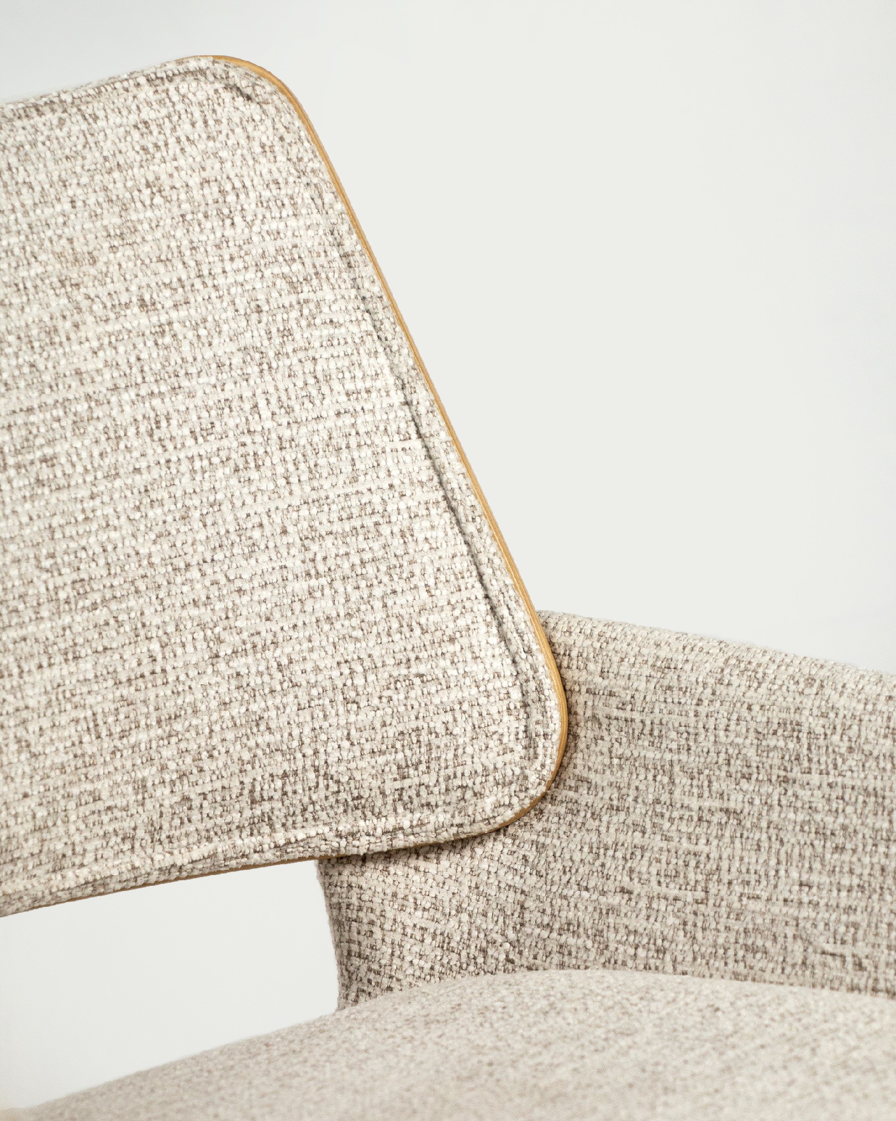 Eva chair upholstered with mother-of-pearl and natural oak frame