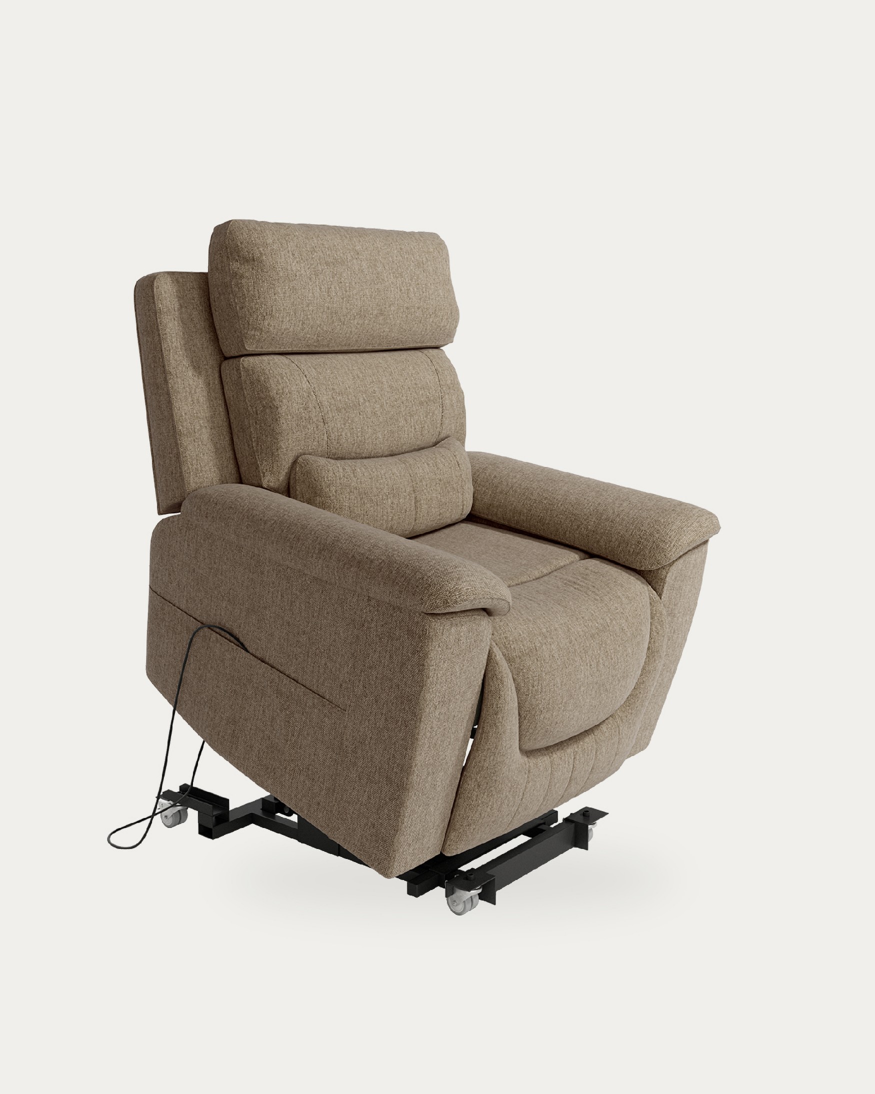 Fauteuil relax électrique Evita à 5 moteurs anti-gravité avec roues et tapissé terre