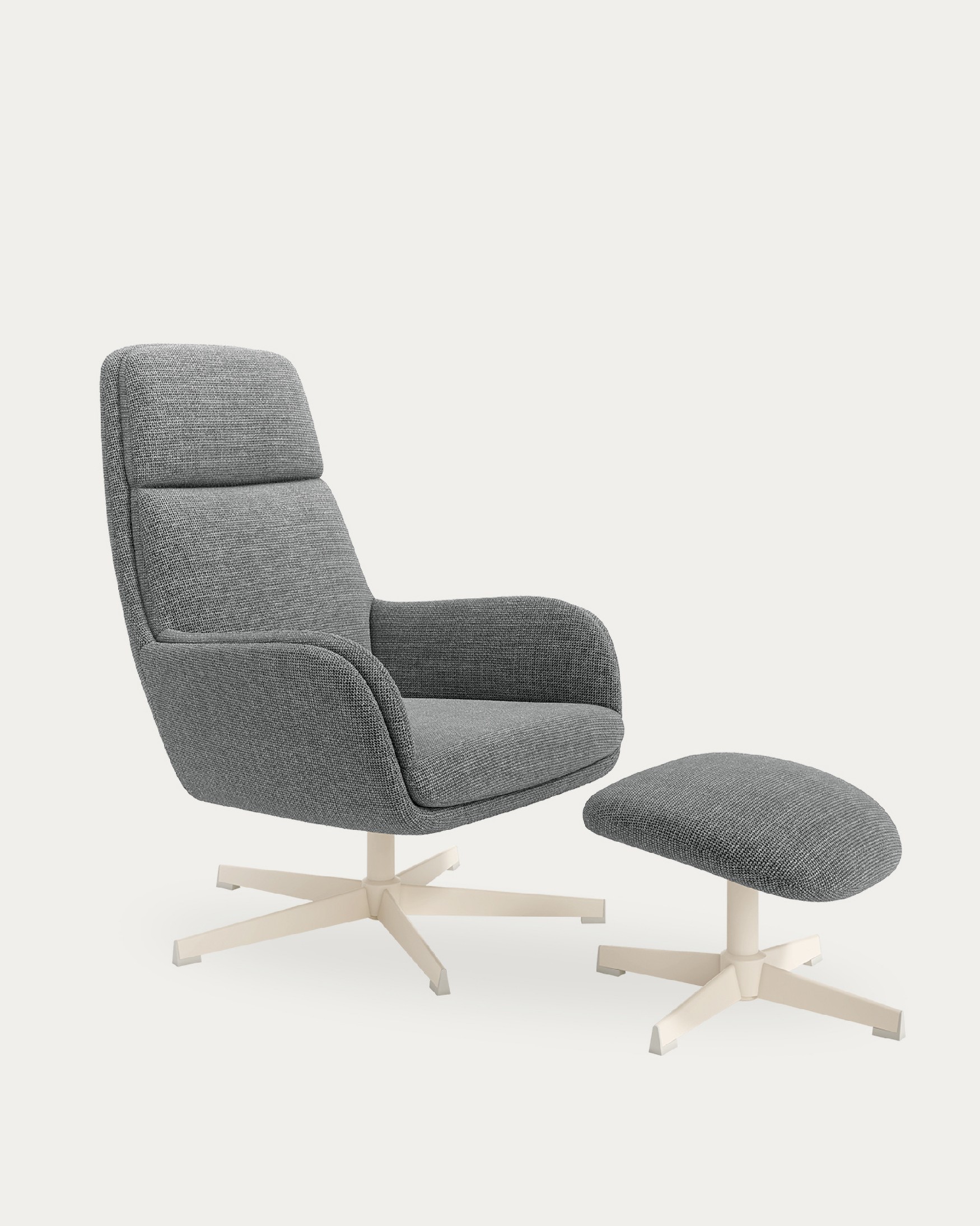 Swivel armchair Figara with ivory structure and gray upholstery