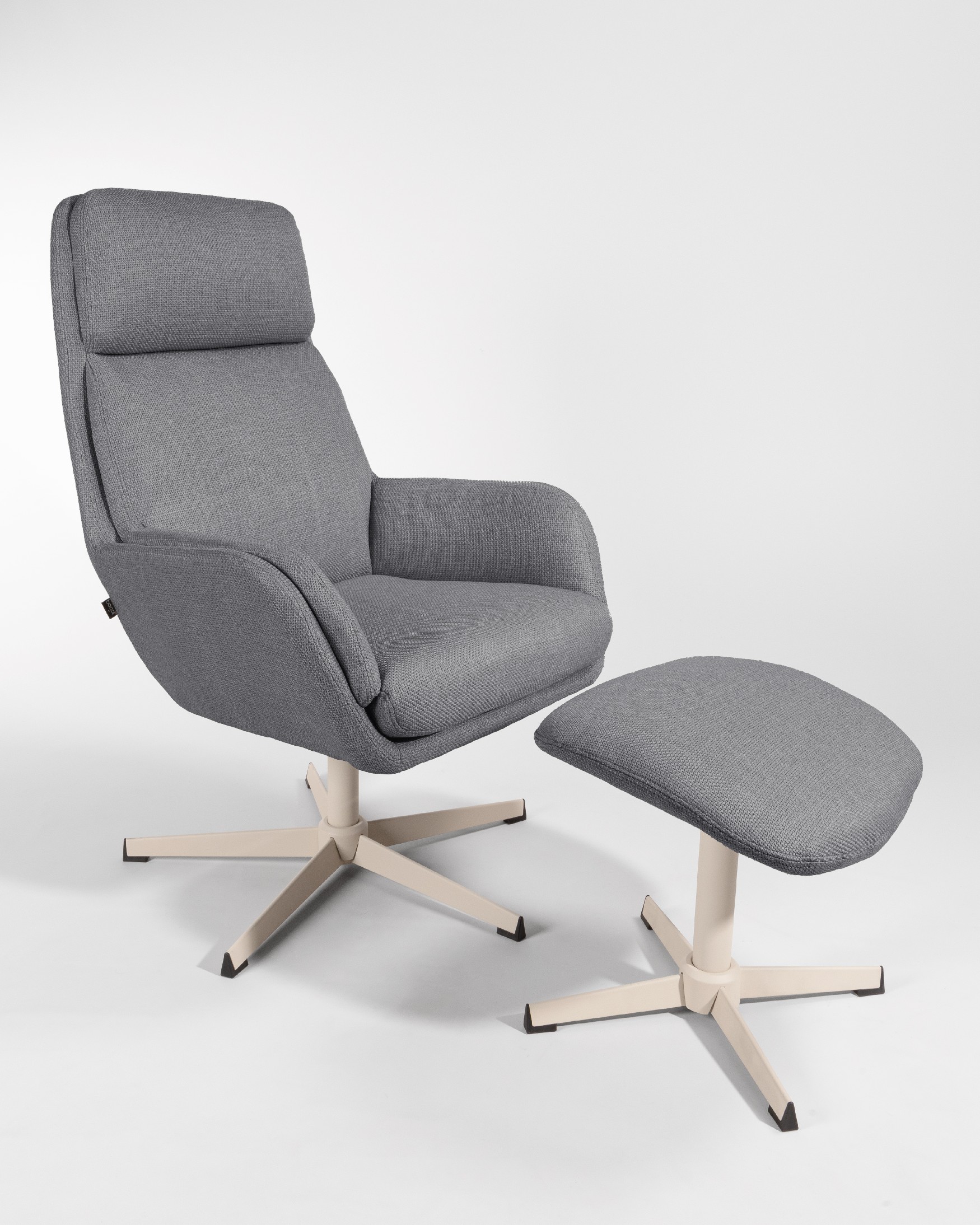 Swivel armchair Figara with ivory structure and gray upholstery