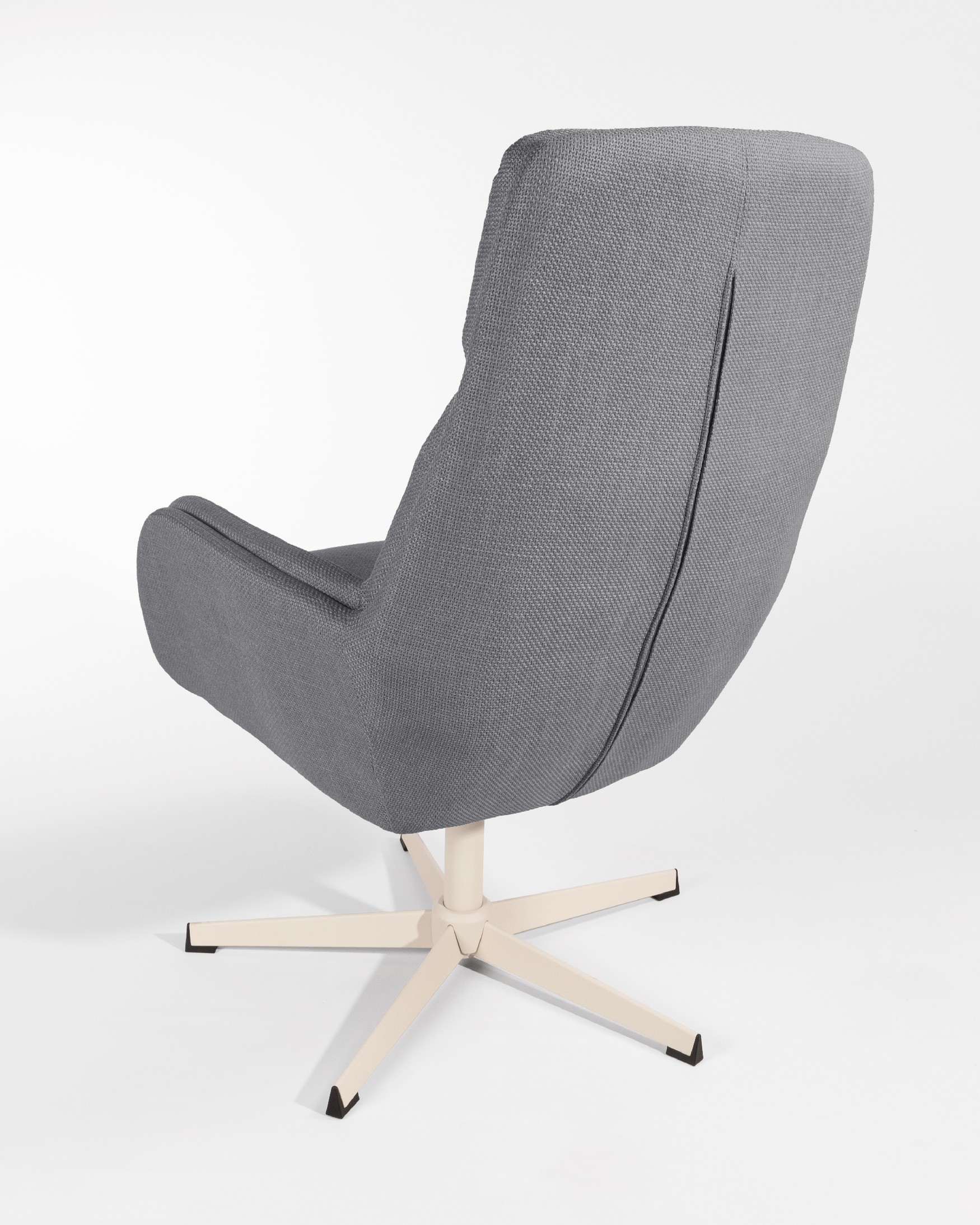 Swivel armchair Figara with ivory structure and gray upholstery