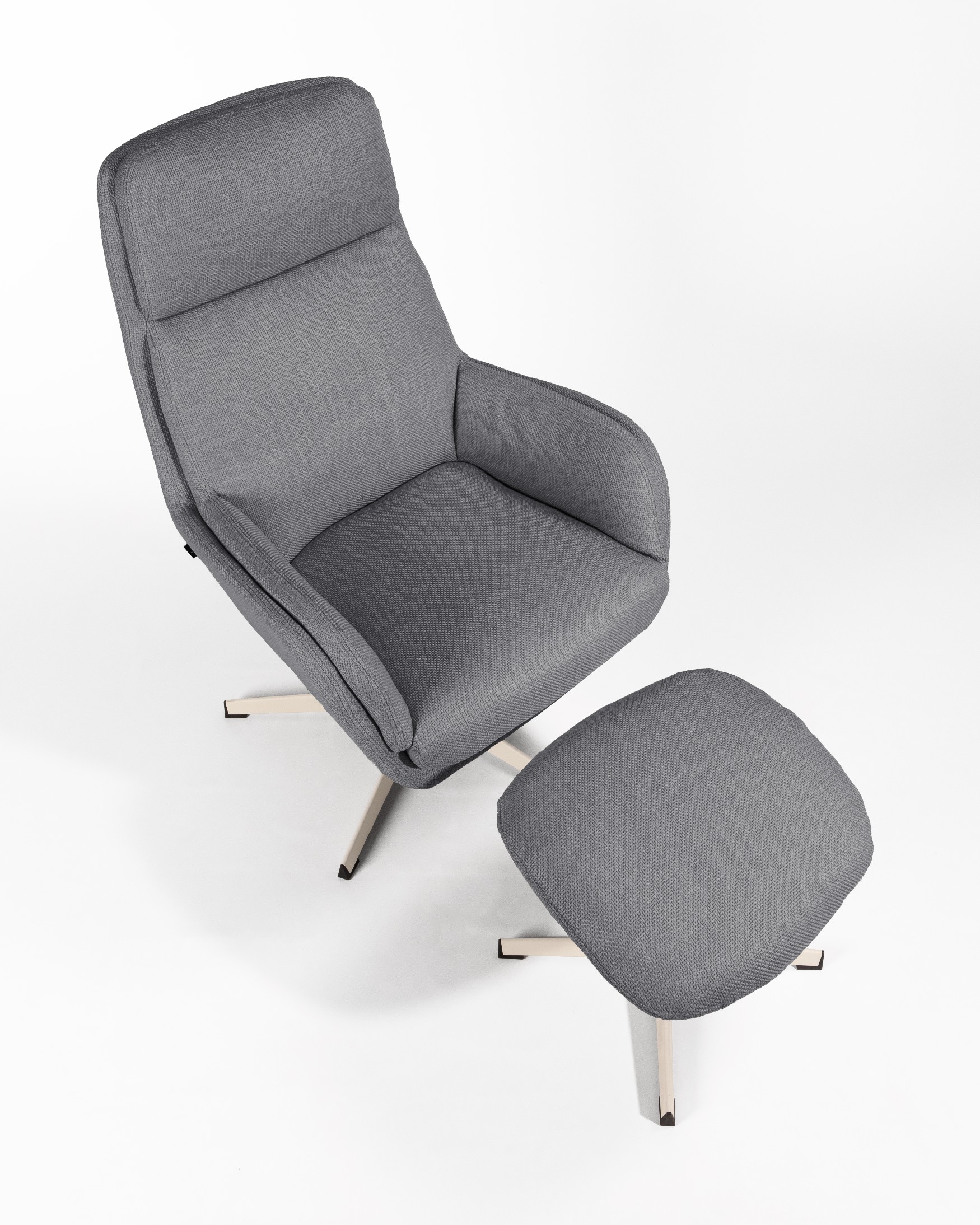 Swivel armchair Figara with ivory structure and gray upholstery