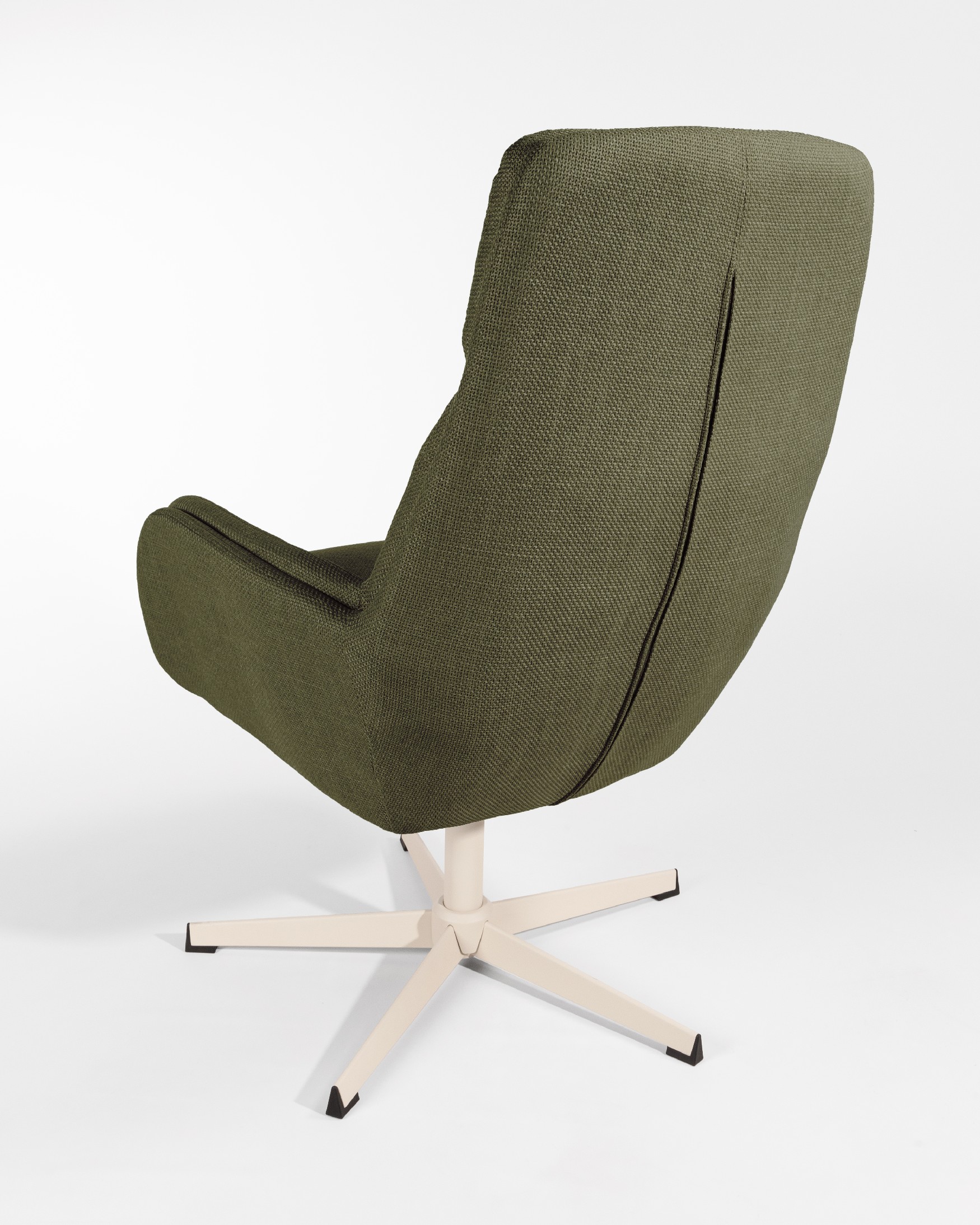 Swivel Armchair Figara with ivory structure and green upholstery