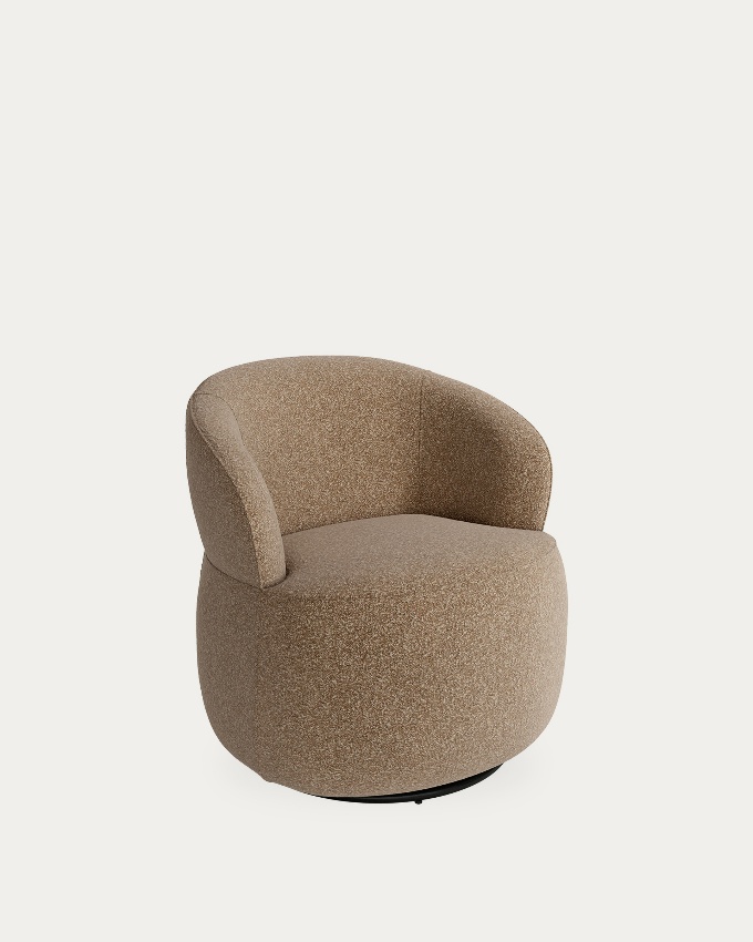 Fiora armchair with brown upholstery, 360° swivel