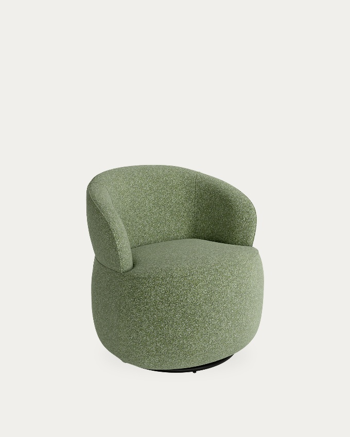 Fiora armchair with green upholstery, 360° swivel