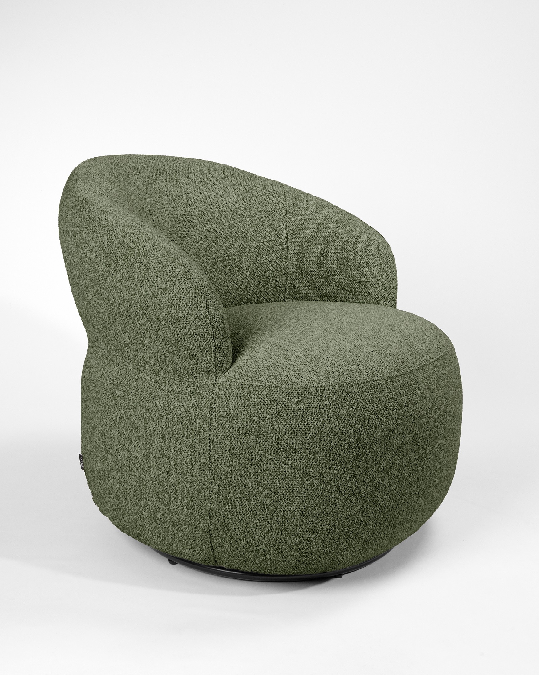Fiora armchair with green upholstery, 360° swivel