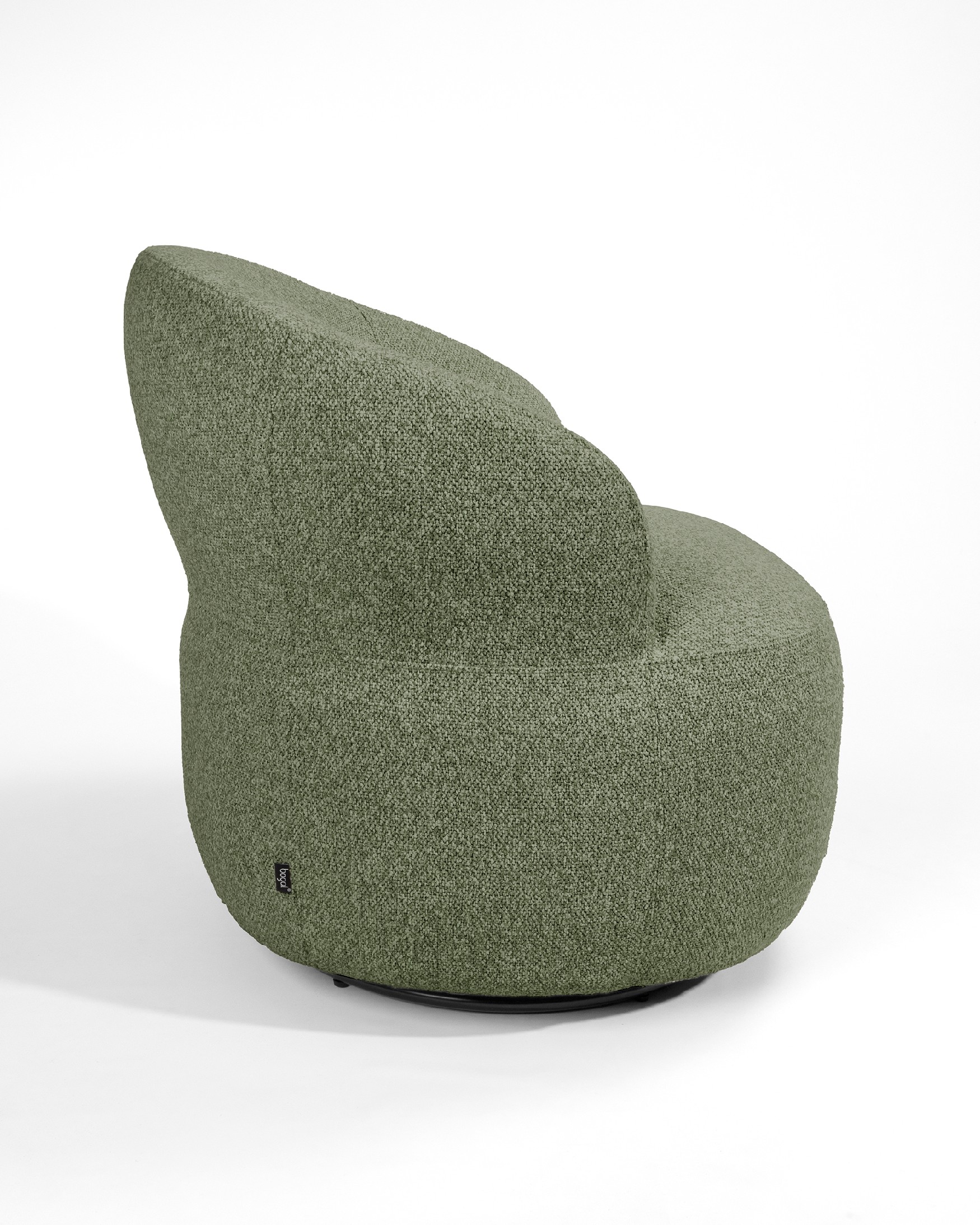 Fiora armchair with green upholstery, 360° swivel