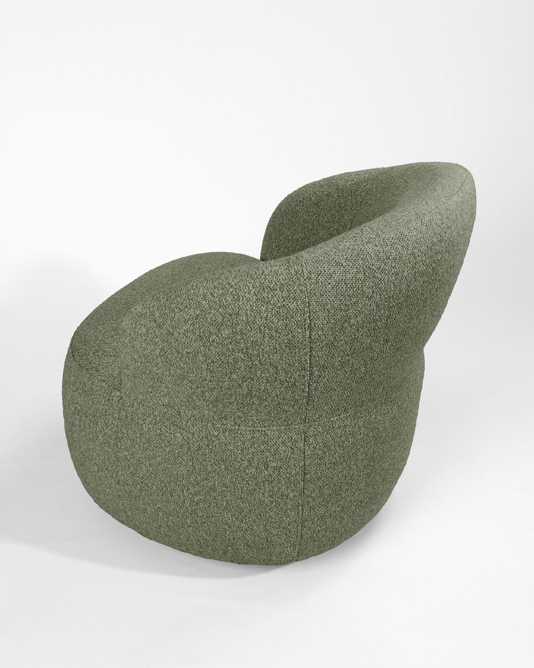 Fiora armchair with green upholstery, 360° swivel