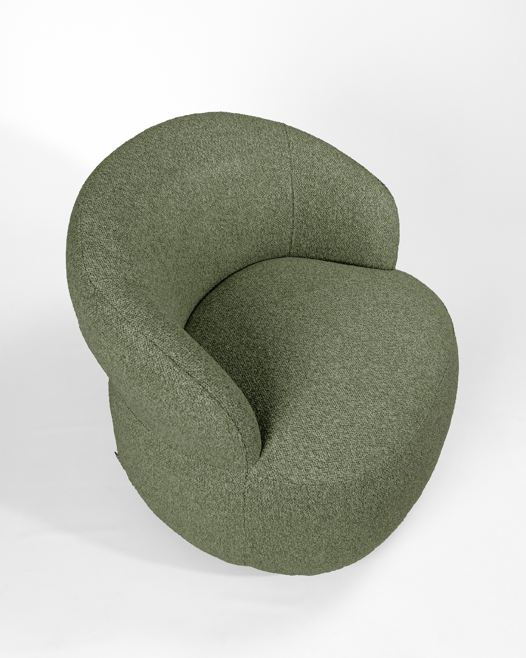 Fiora armchair with green upholstery, 360° swivel