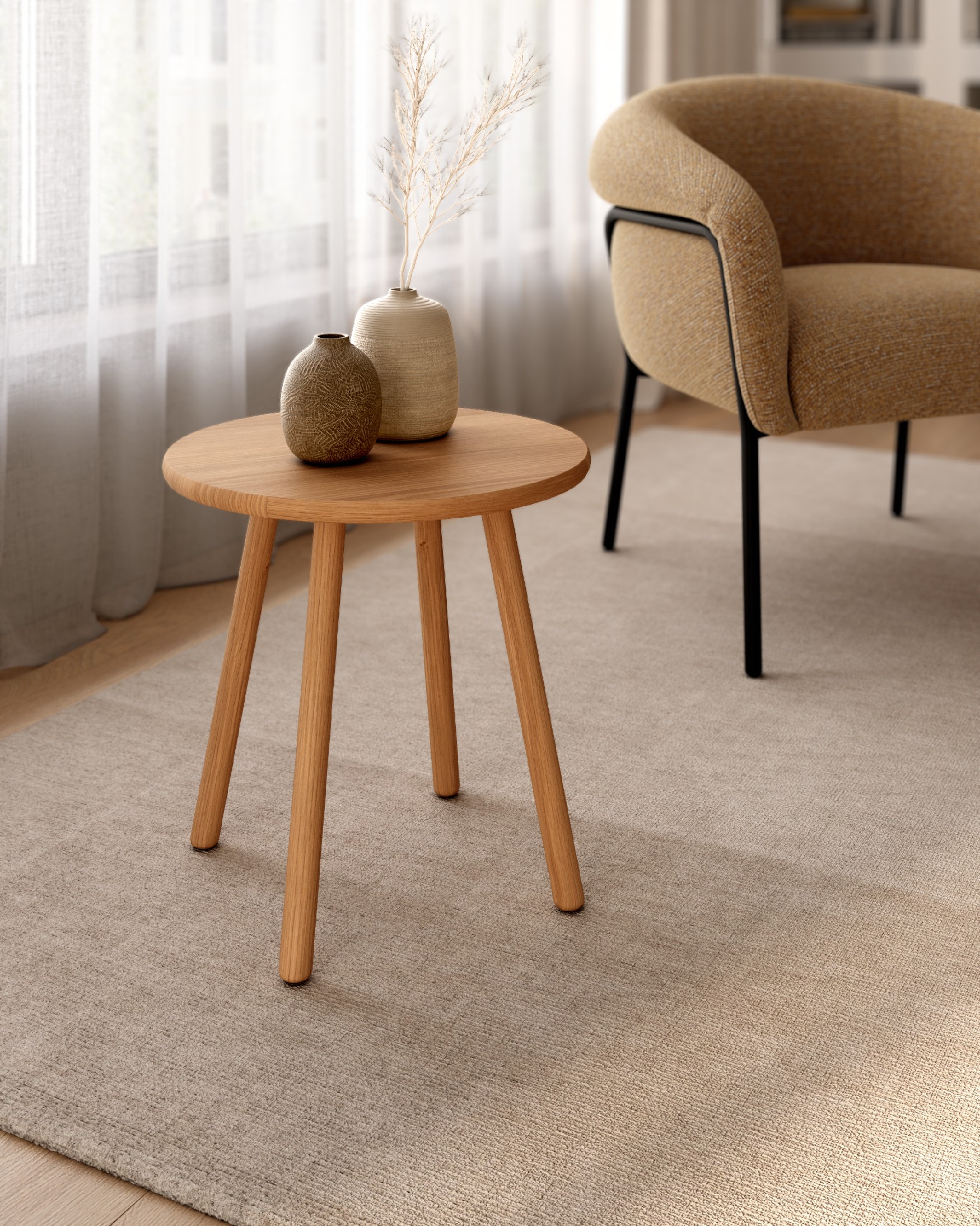 Table d'appoint Fiyi finition chêne naturel Ø 40 cm