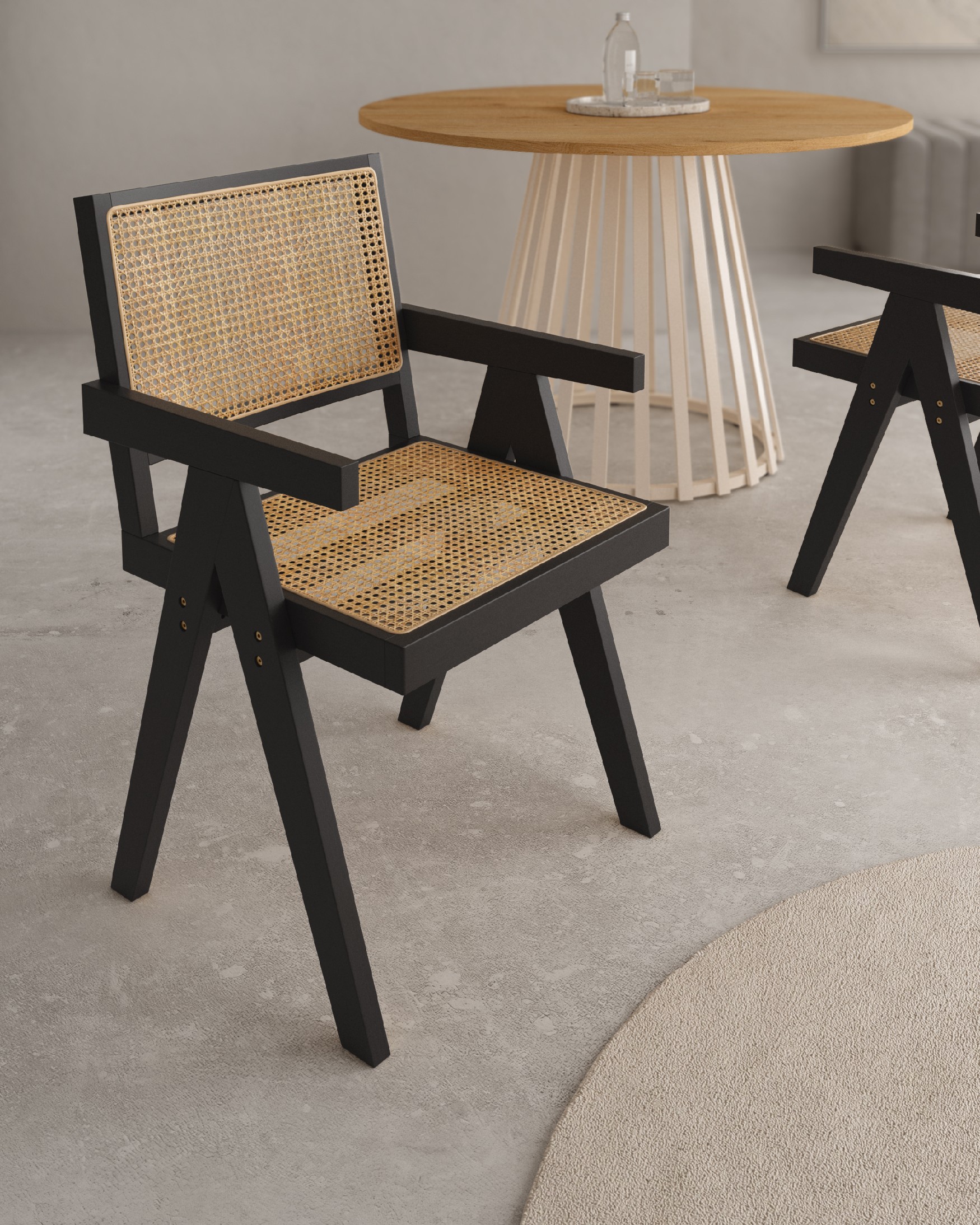Enea chair made of rattan and black ash